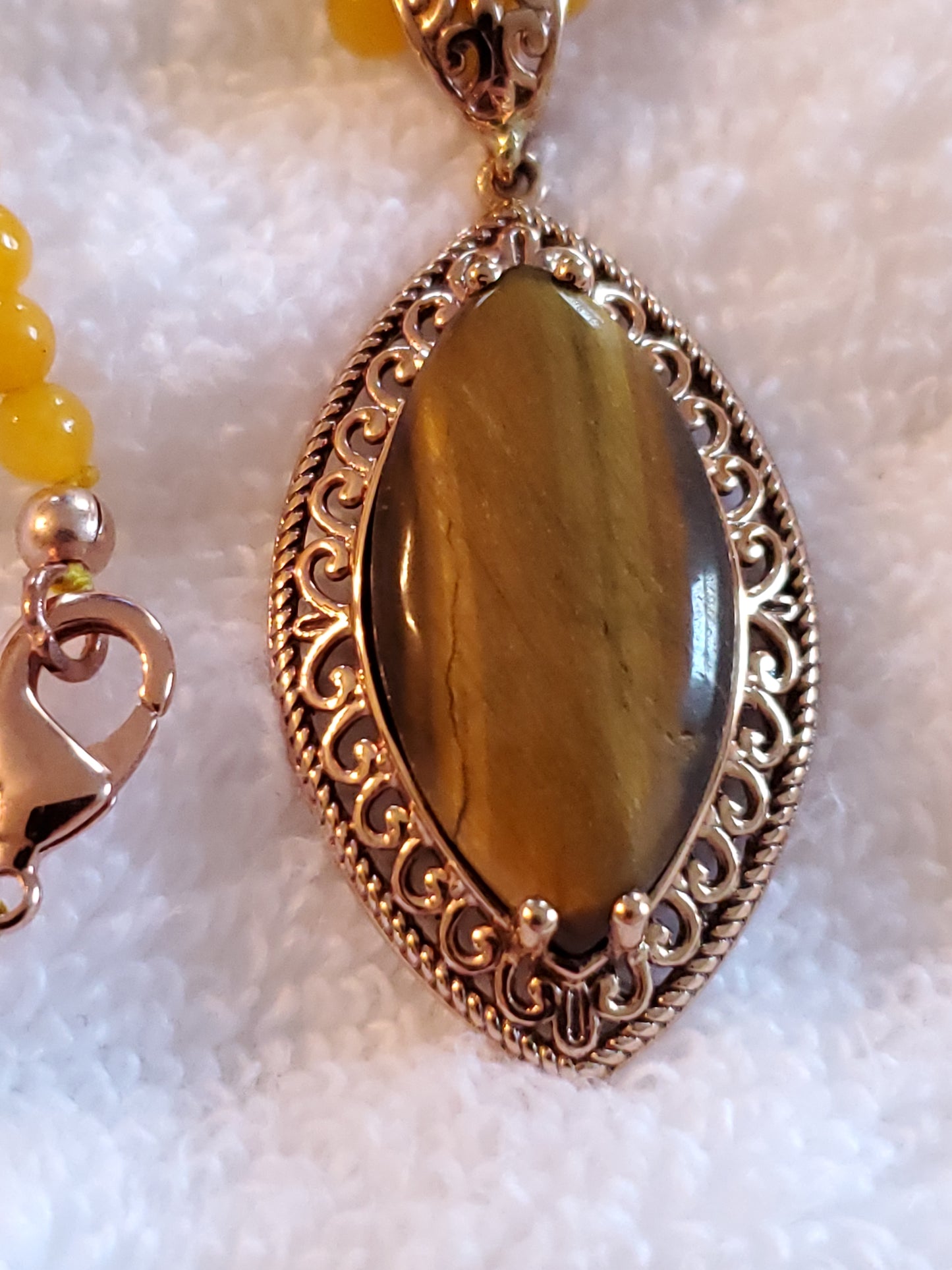 South African Tigers Eye and Enhanced Yellow Quartzite with Beads Necklace