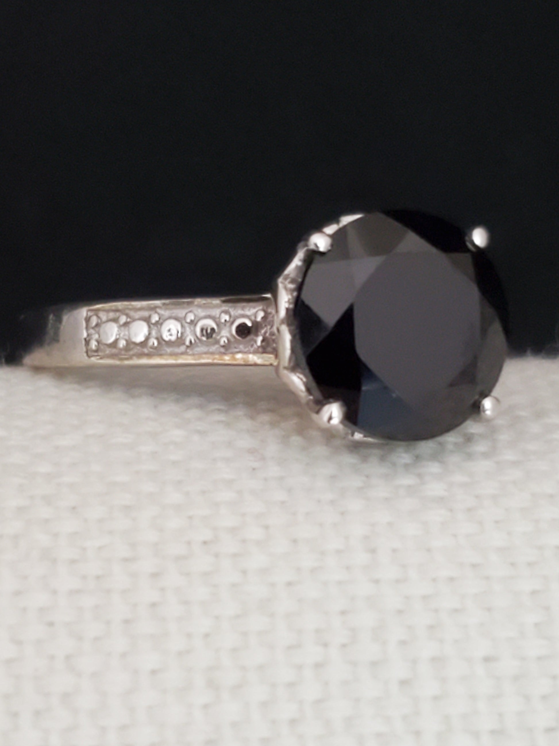 1.10 ctw Natural Thai Black Spinel Ring in Platinum Over Sterling Silver