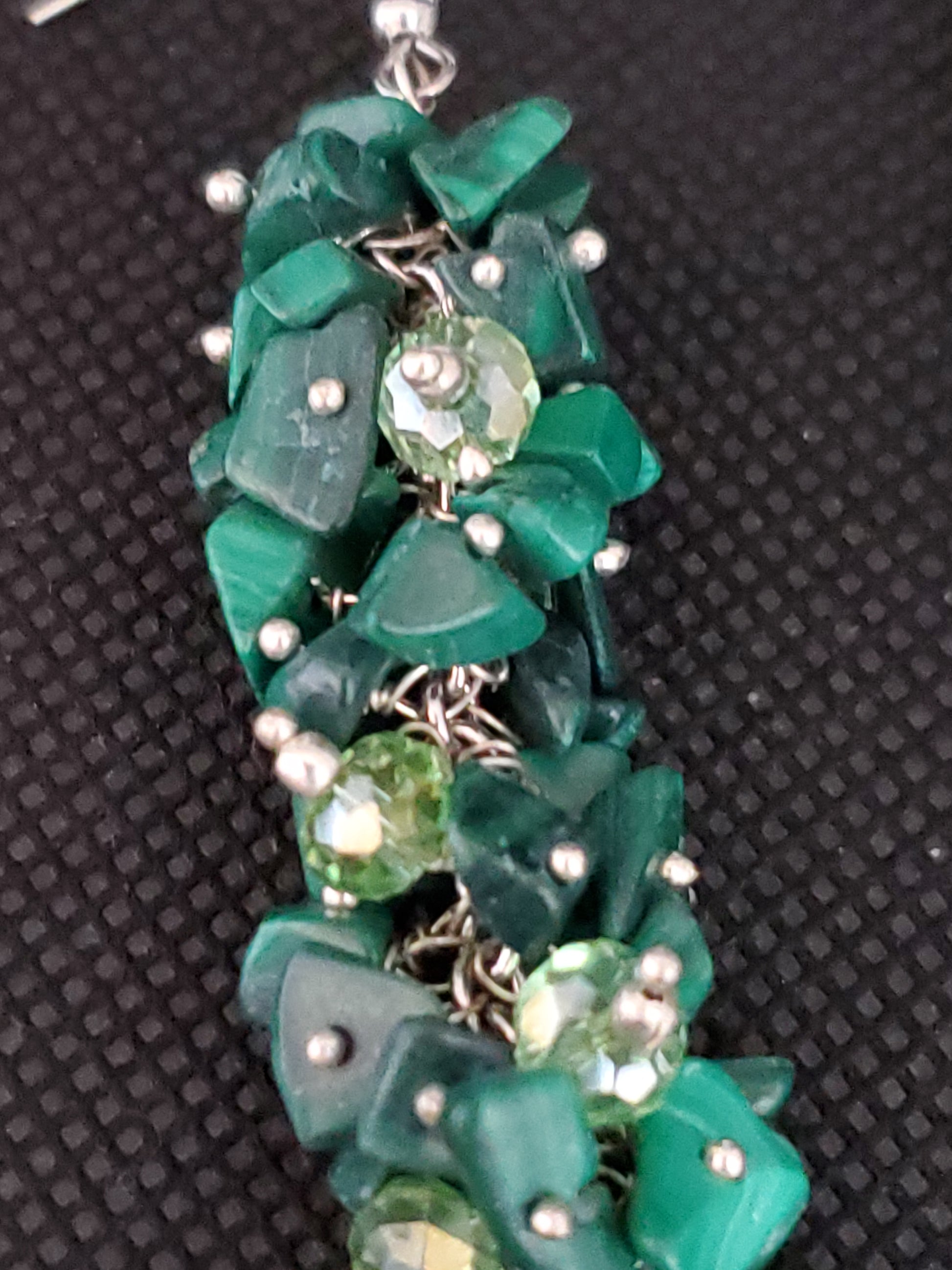 African Malachite, Glass Earrings