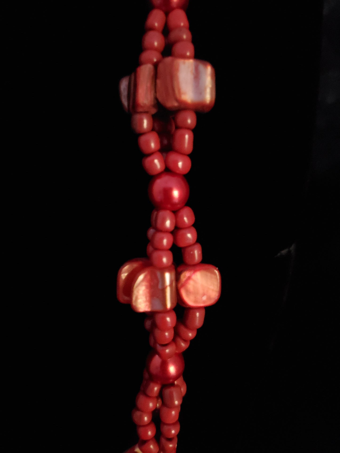 Boho Red Seed Bead Necklace