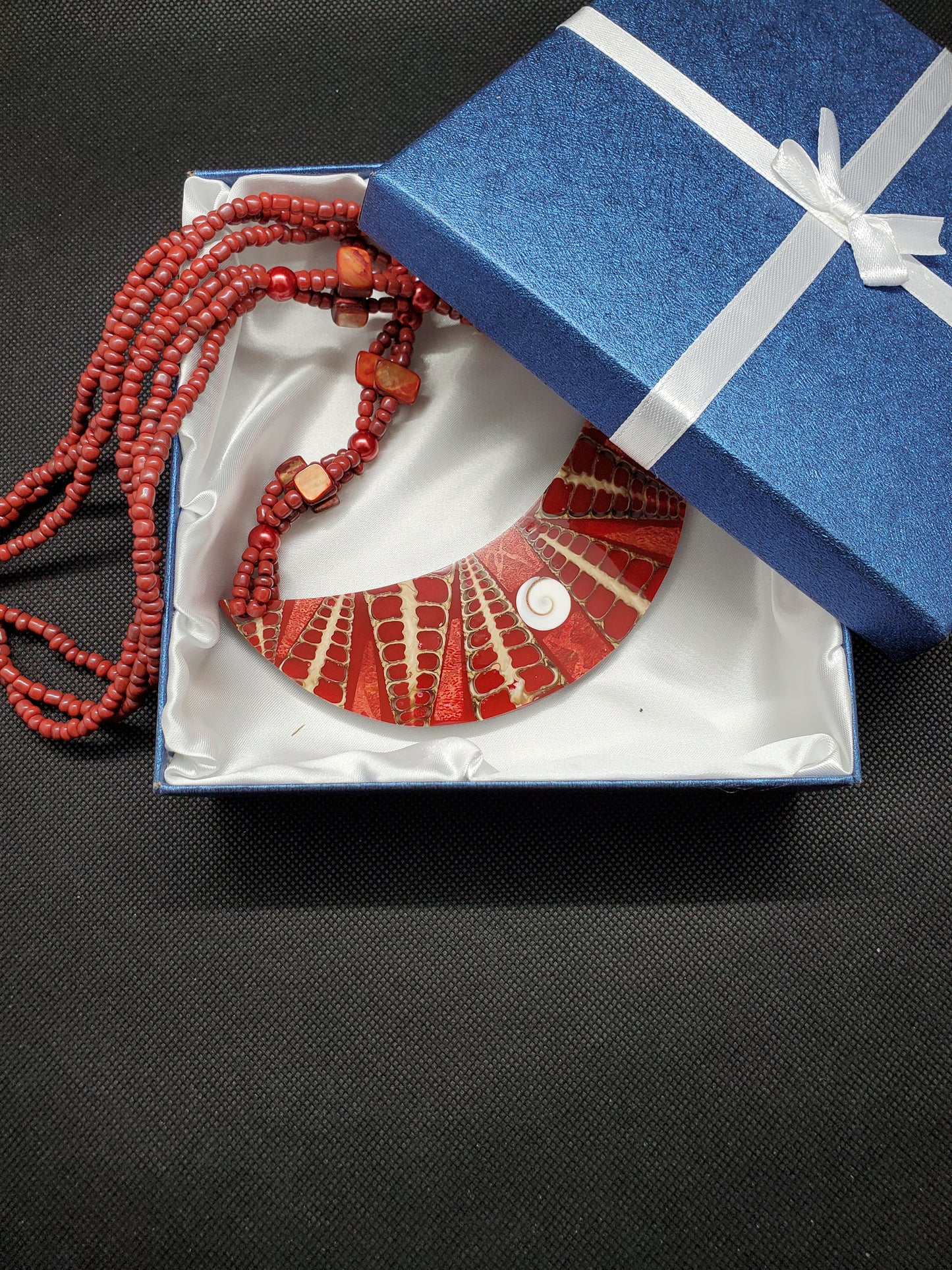 Boho Red Seed Bead Necklace