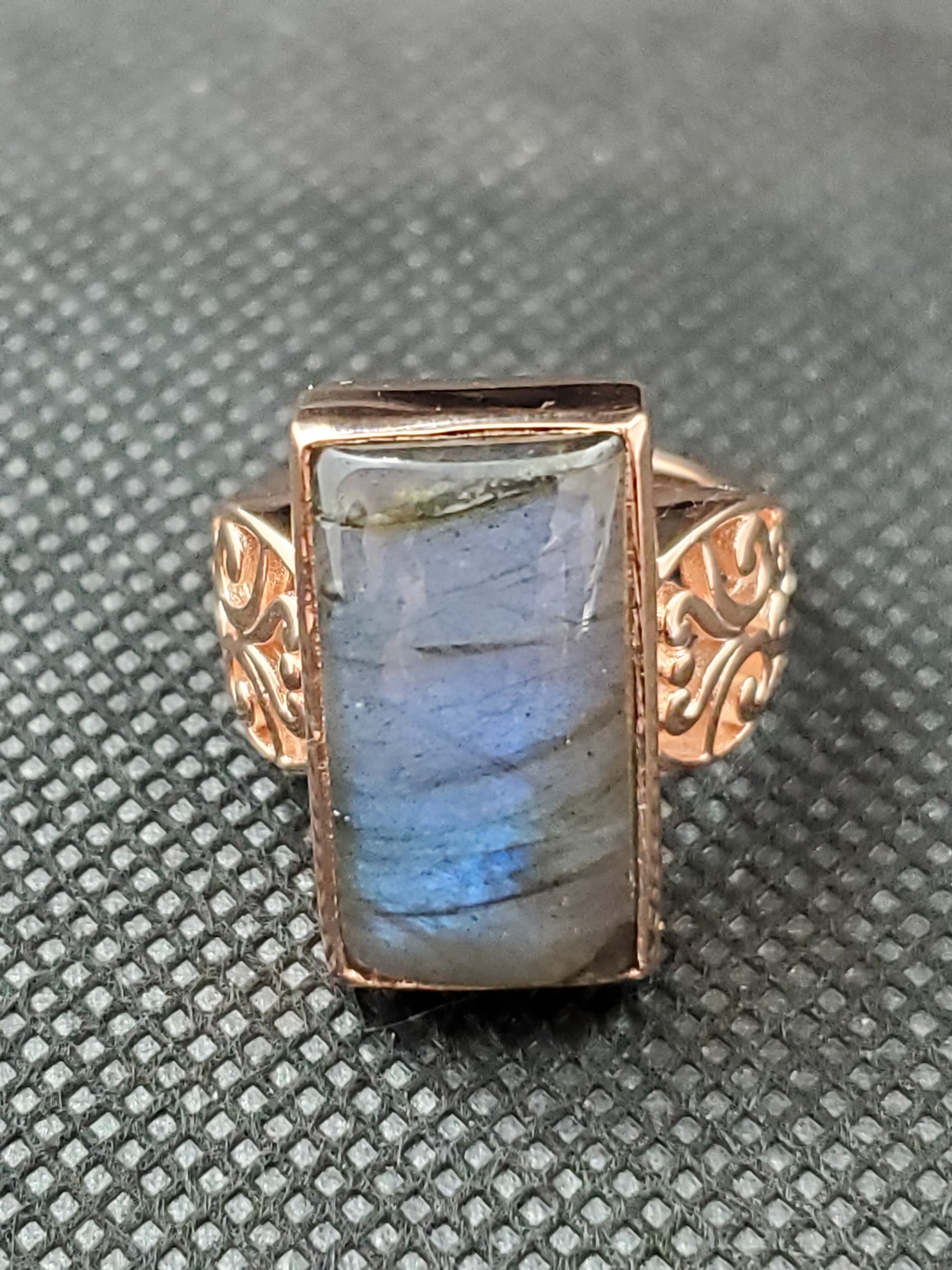 Majestic Malagasy Labradorite Solitaire Ring in 14K RG