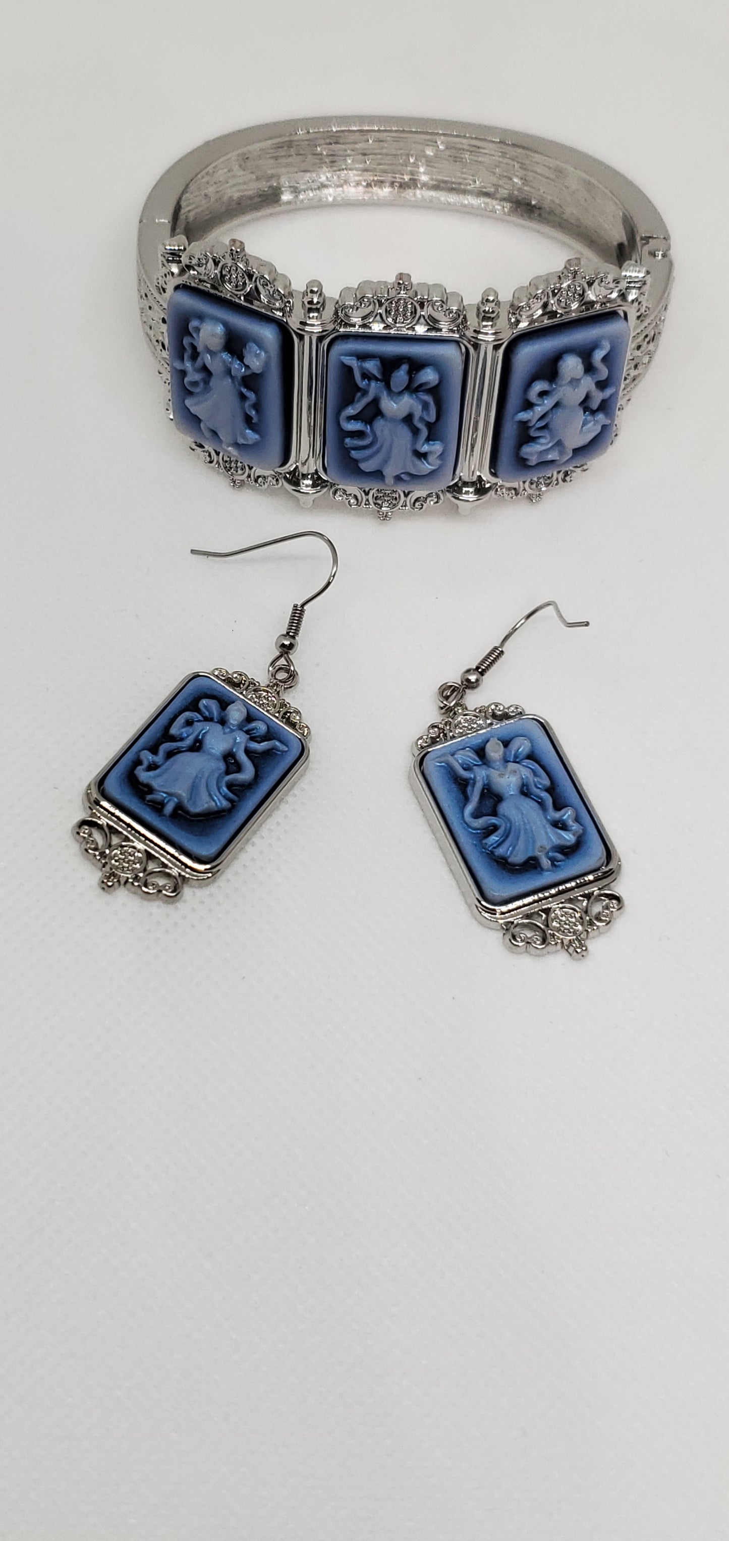 Victorian Cameo Carved Bracelet and Earrings