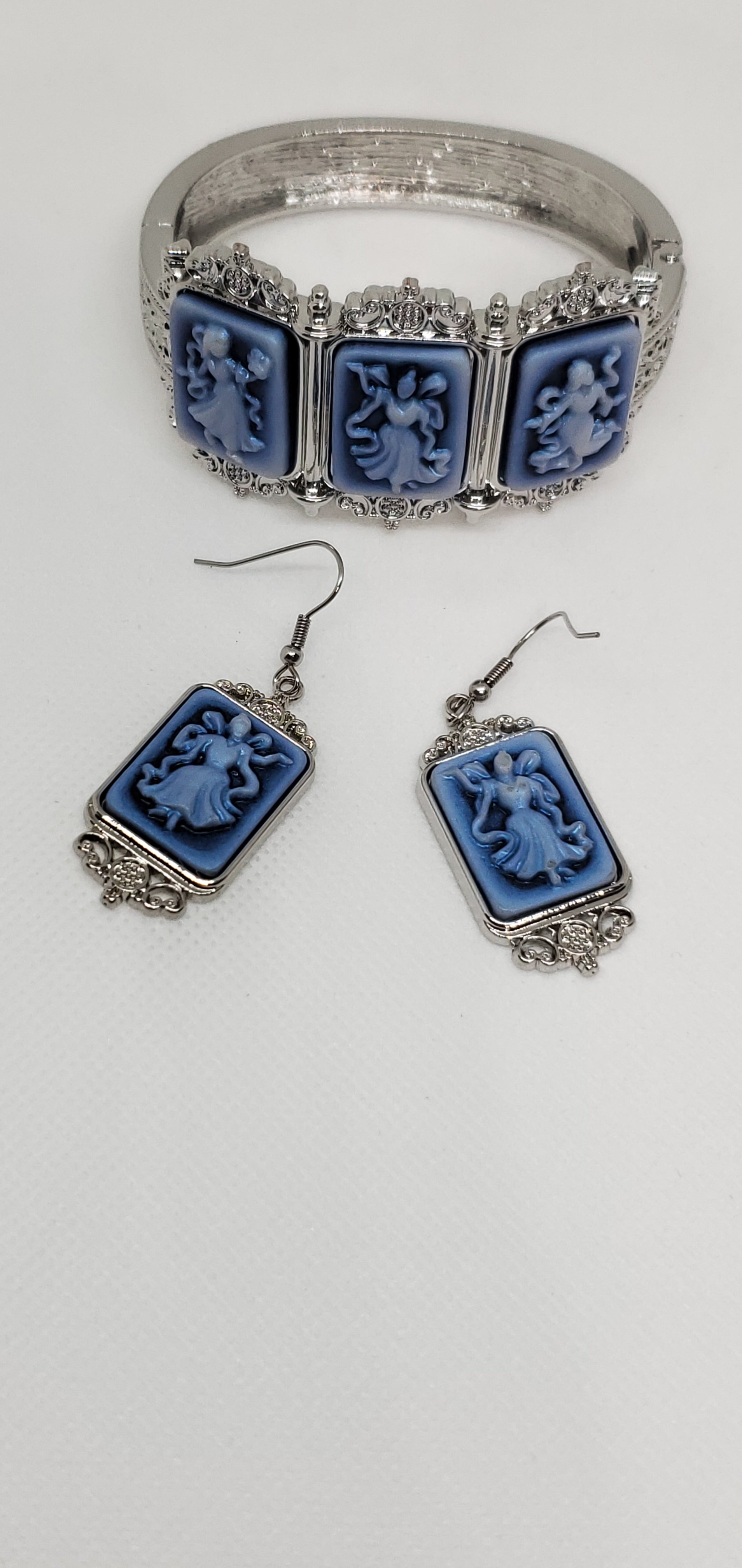 Victorian Cameo Carved Bracelet and Earrings