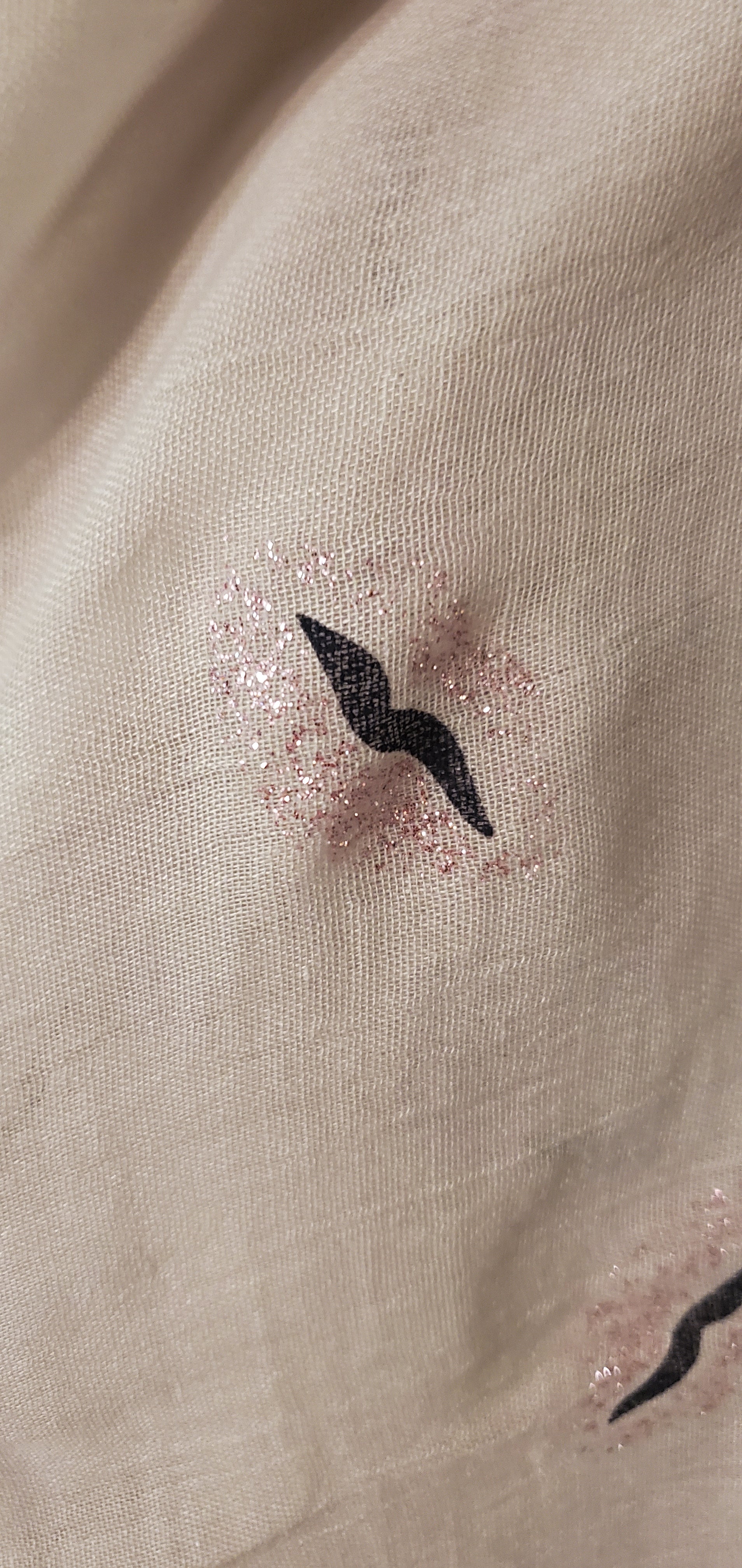 Grey Feather Print Pattern Scarf Cotton and Viscose