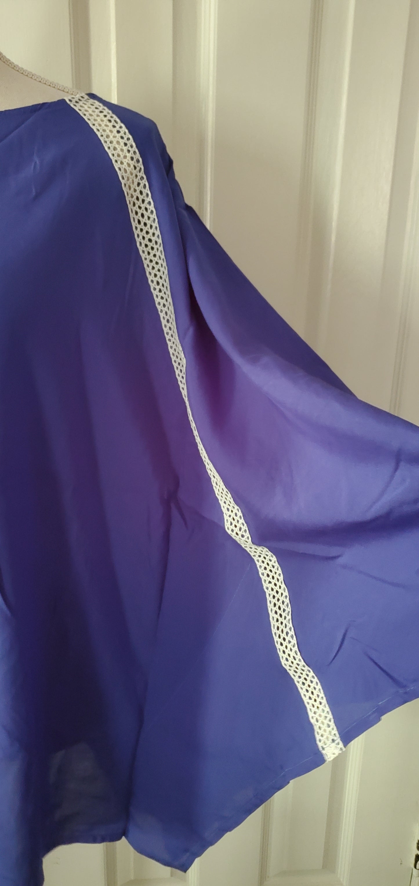 Blue Blouse with Lace Trim100% Viscose,