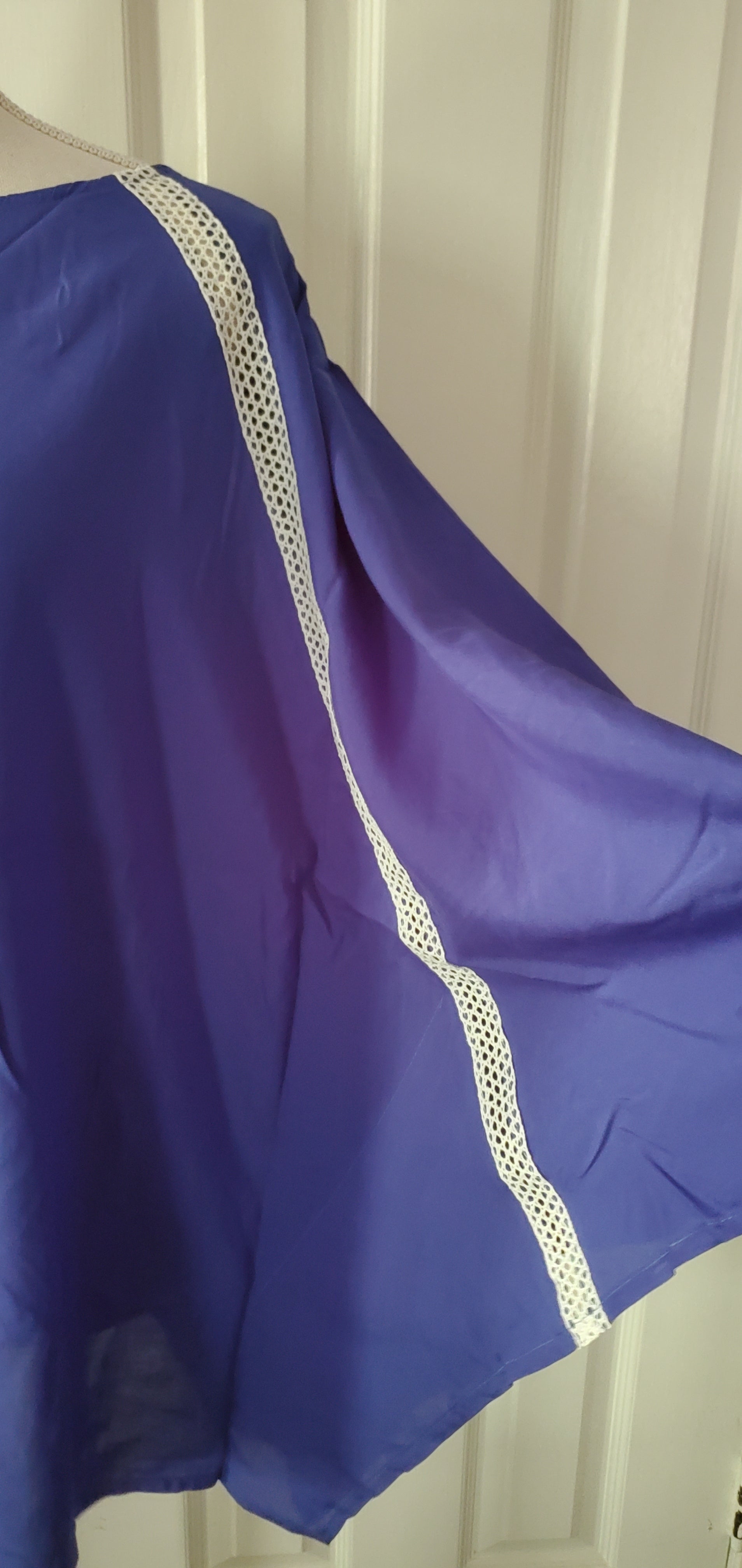 Blue Blouse with Lace Trim100% Viscose,