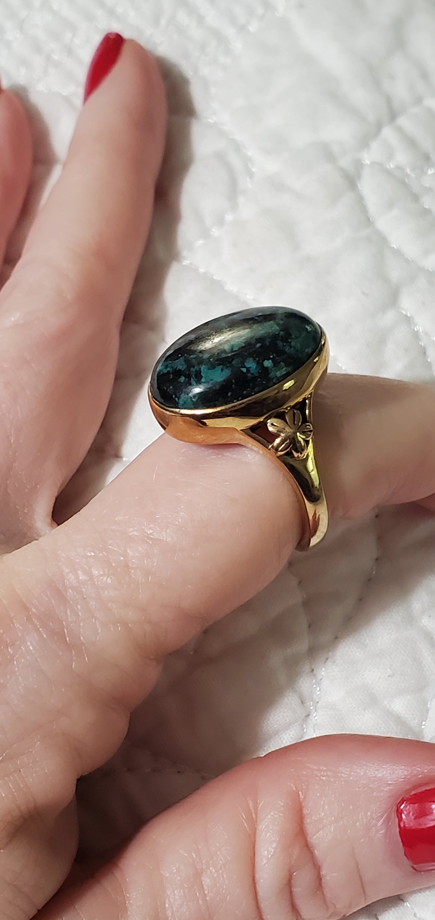 Ring, Size 8 Matrix Black Spinel and Opalina  Ring  9.85 ctw