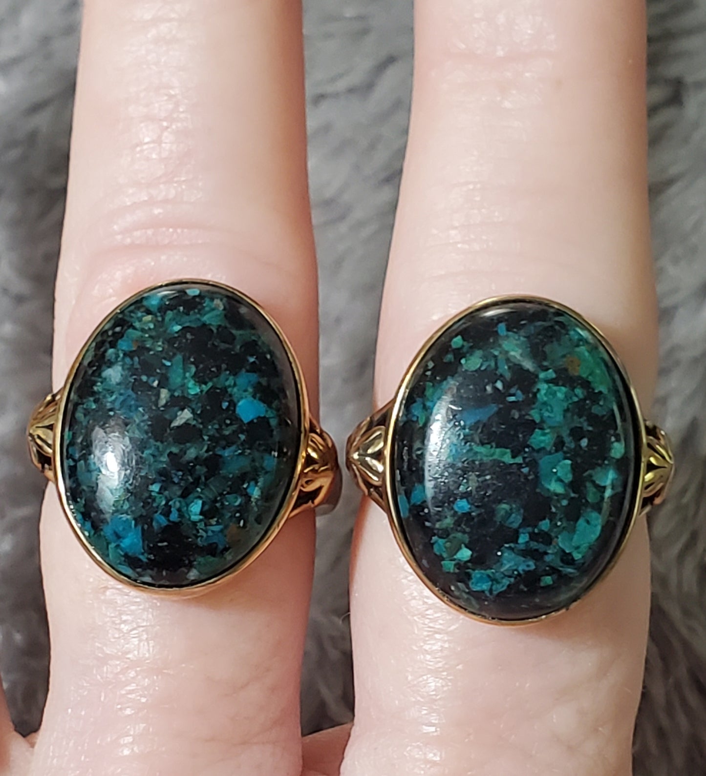 Ring, Size 8 Matrix Black Spinel and Opalina  Ring  9.85 ctw