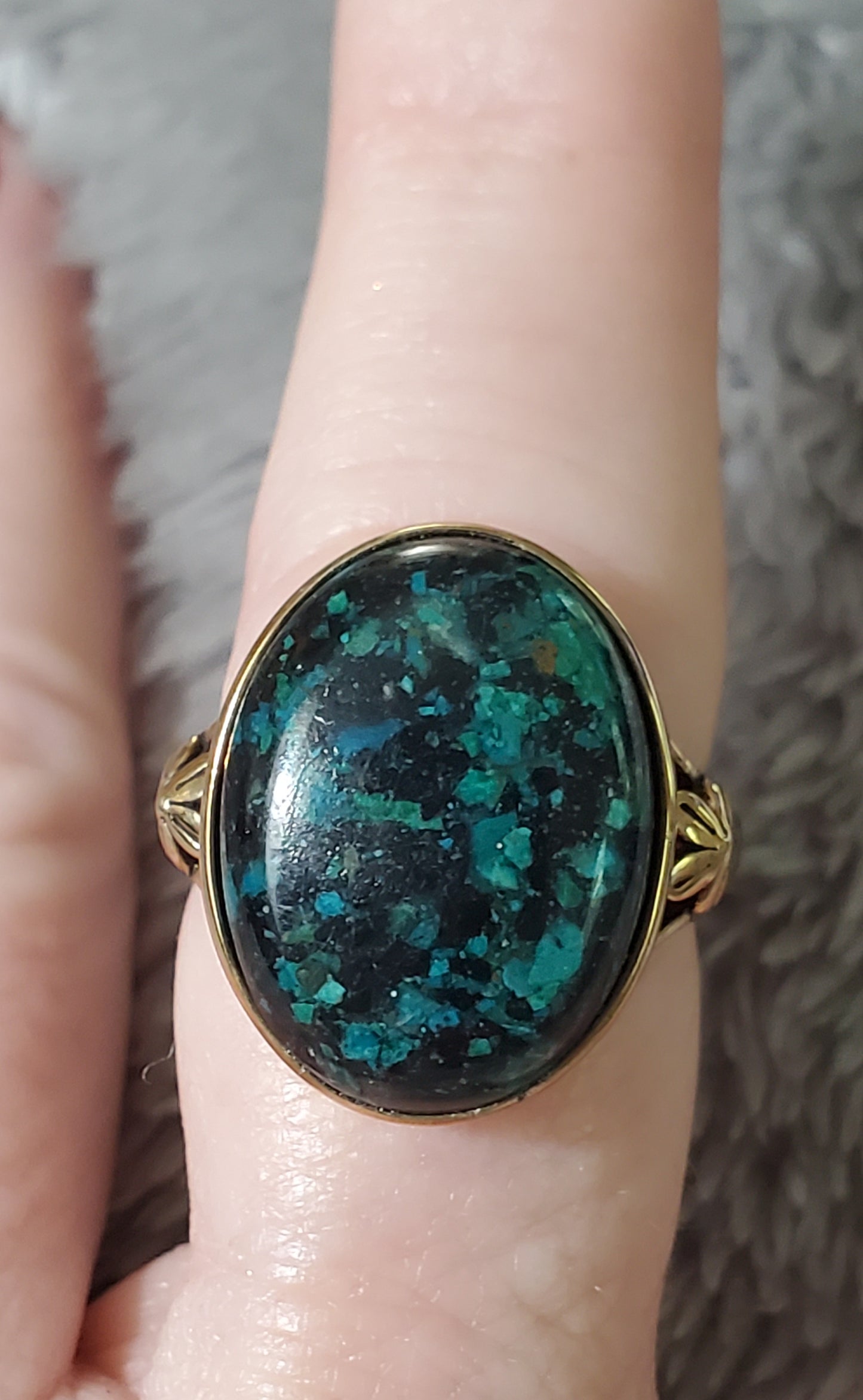 Ring, Size 8 Matrix Black Spinel and Opalina  Ring  9.85 ctw