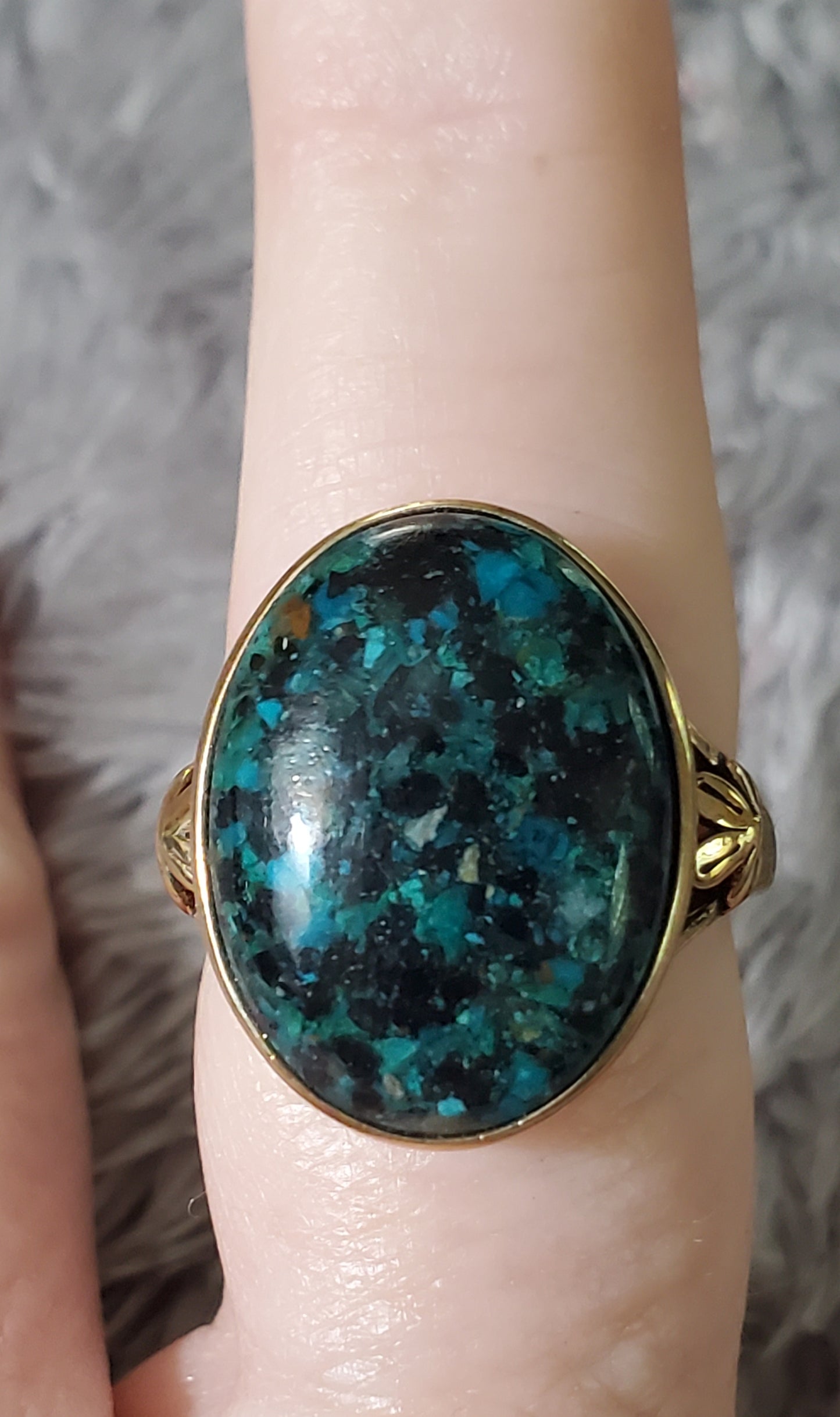 Ring, Size 8 Matrix Black Spinel and Opalina  Ring  9.85 ctw