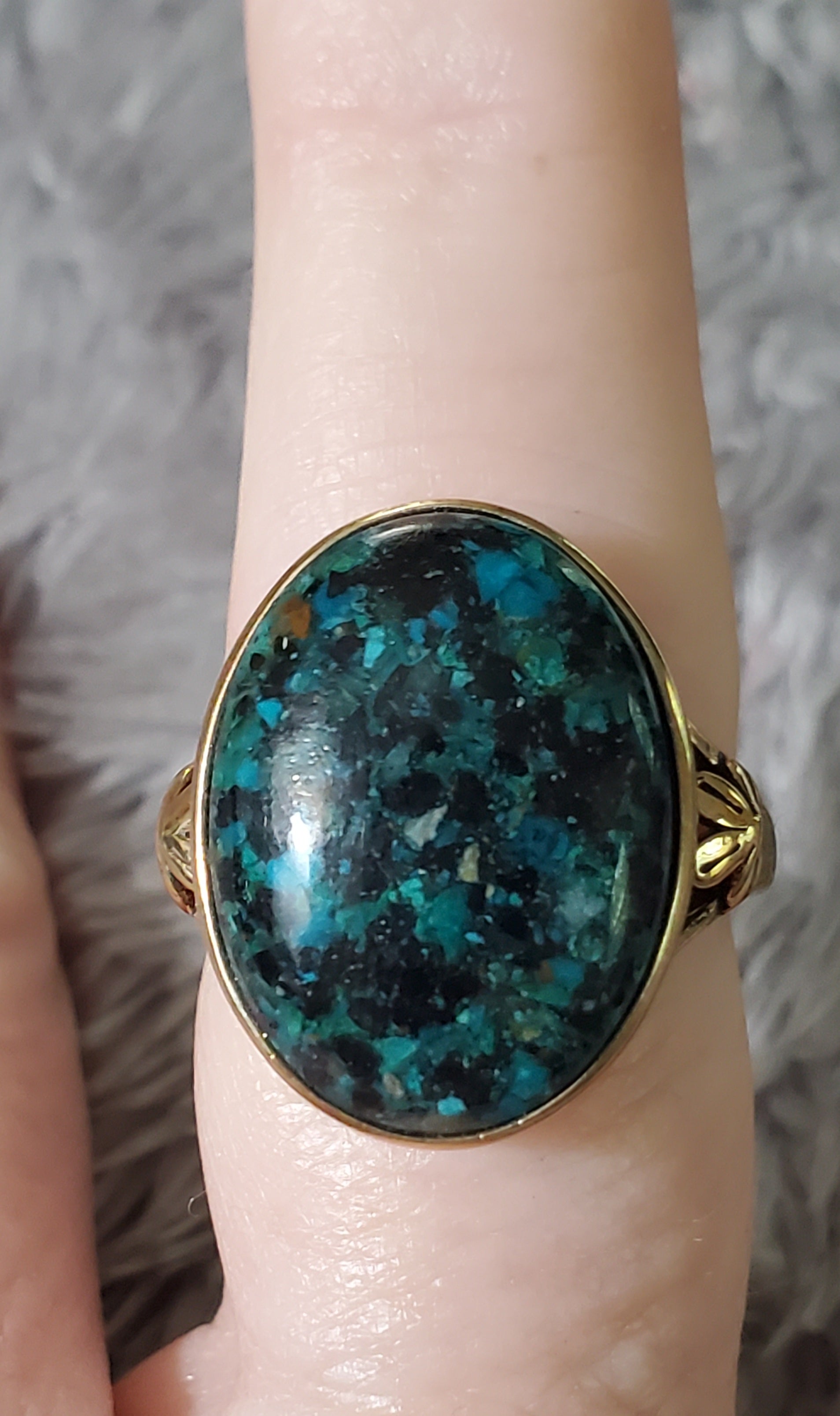 Ring, Size 8 Matrix Black Spinel and Opalina  Ring  9.85 ctw