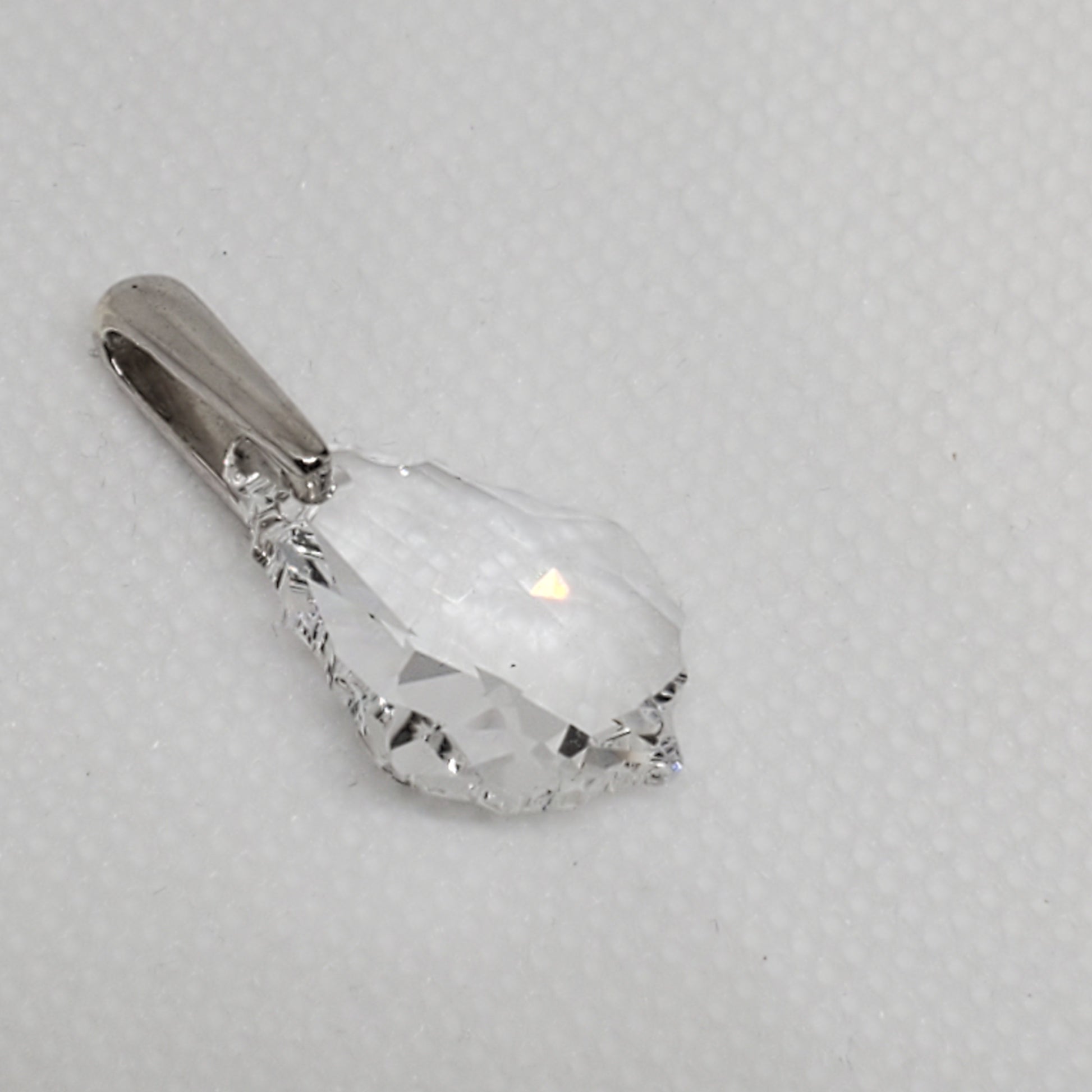 White Crystal Fancy Pendant in Platinum Over Sterling Silver