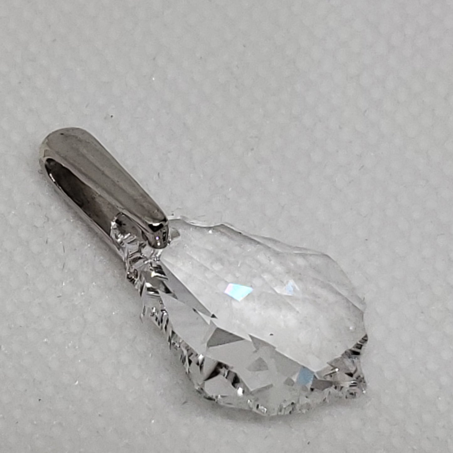White Crystal Fancy Pendant in Platinum Over Sterling Silver