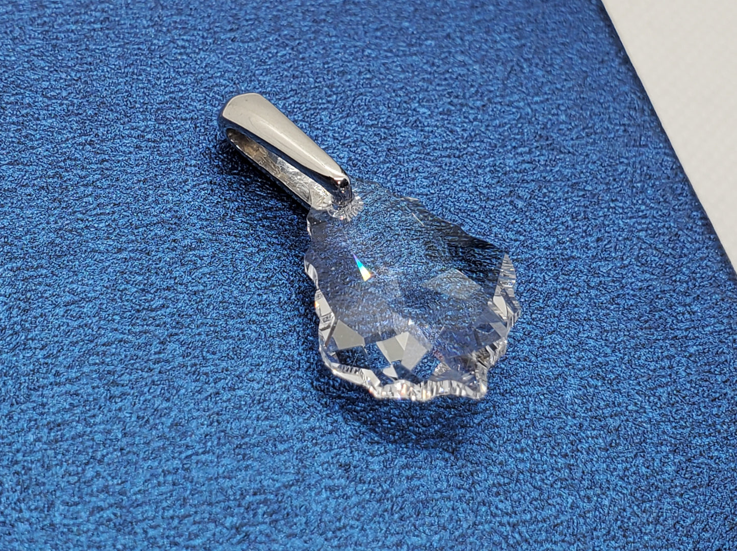 White Crystal Fancy Pendant in Platinum Over Sterling Silver