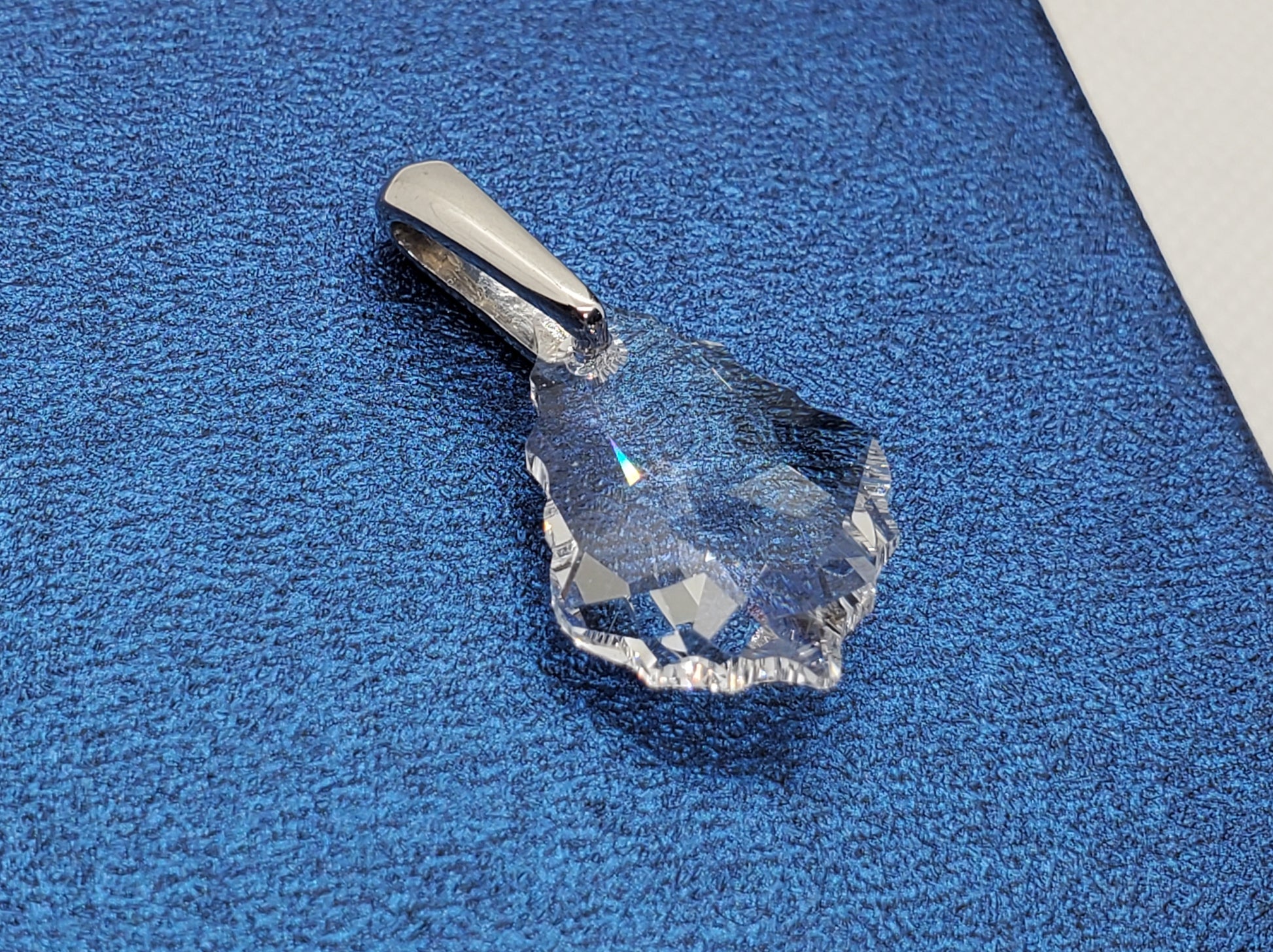 White Crystal Fancy Pendant in Platinum Over Sterling Silver