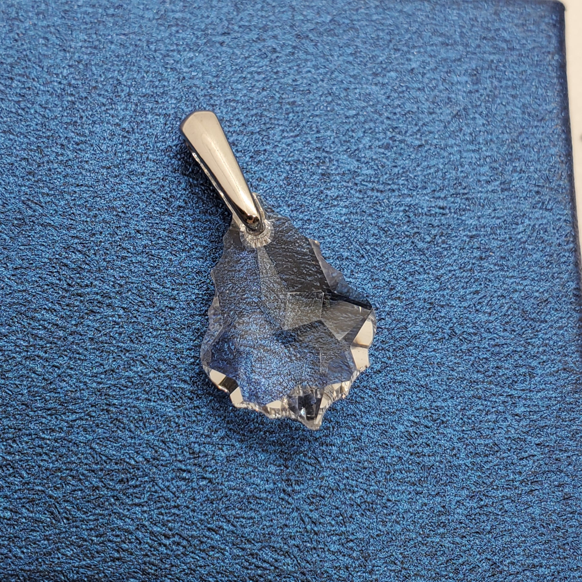 White Crystal Fancy Pendant in Platinum Over Sterling Silver