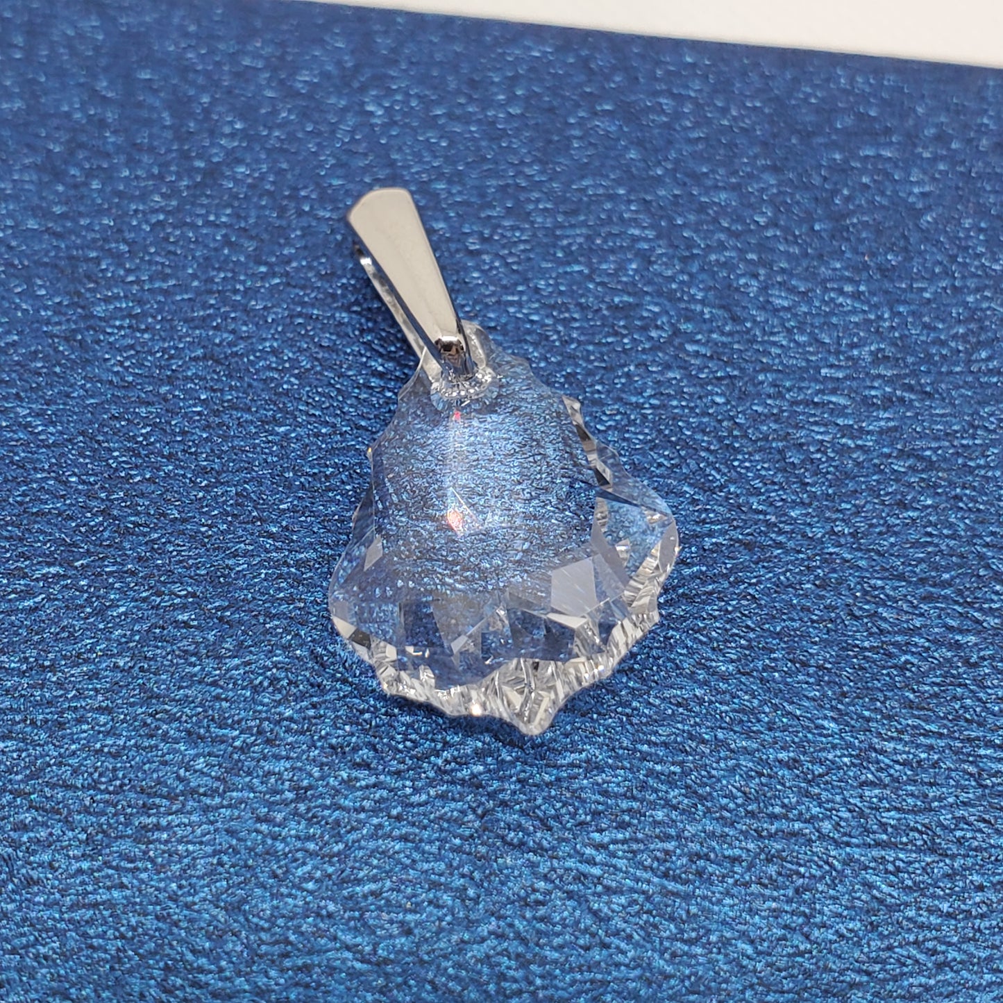 White Crystal Fancy Pendant in Platinum Over Sterling Silver