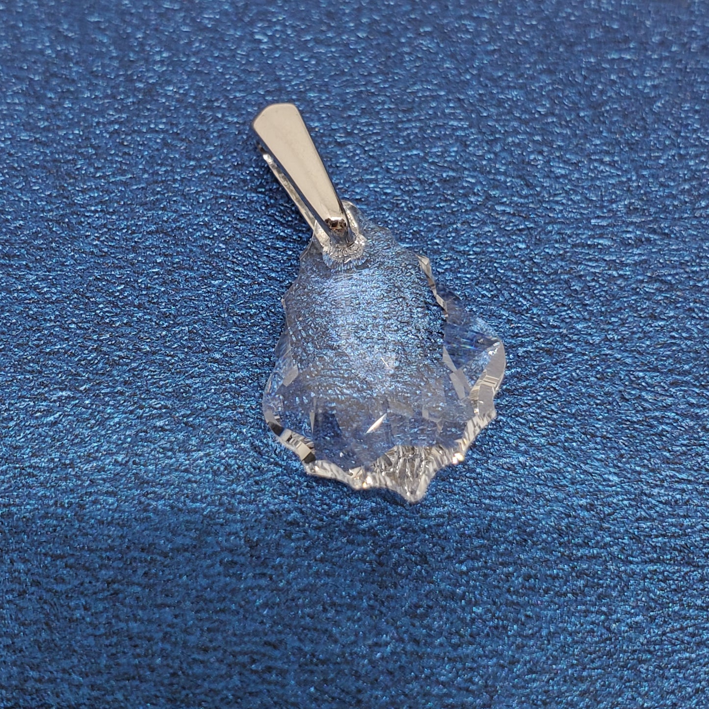 White Crystal Fancy Pendant in Platinum Over Sterling Silver