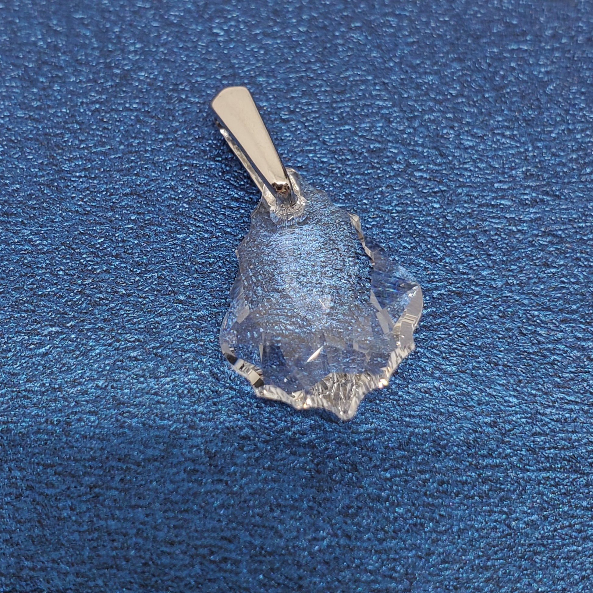 White Crystal Fancy Pendant in Platinum Over Sterling Silver