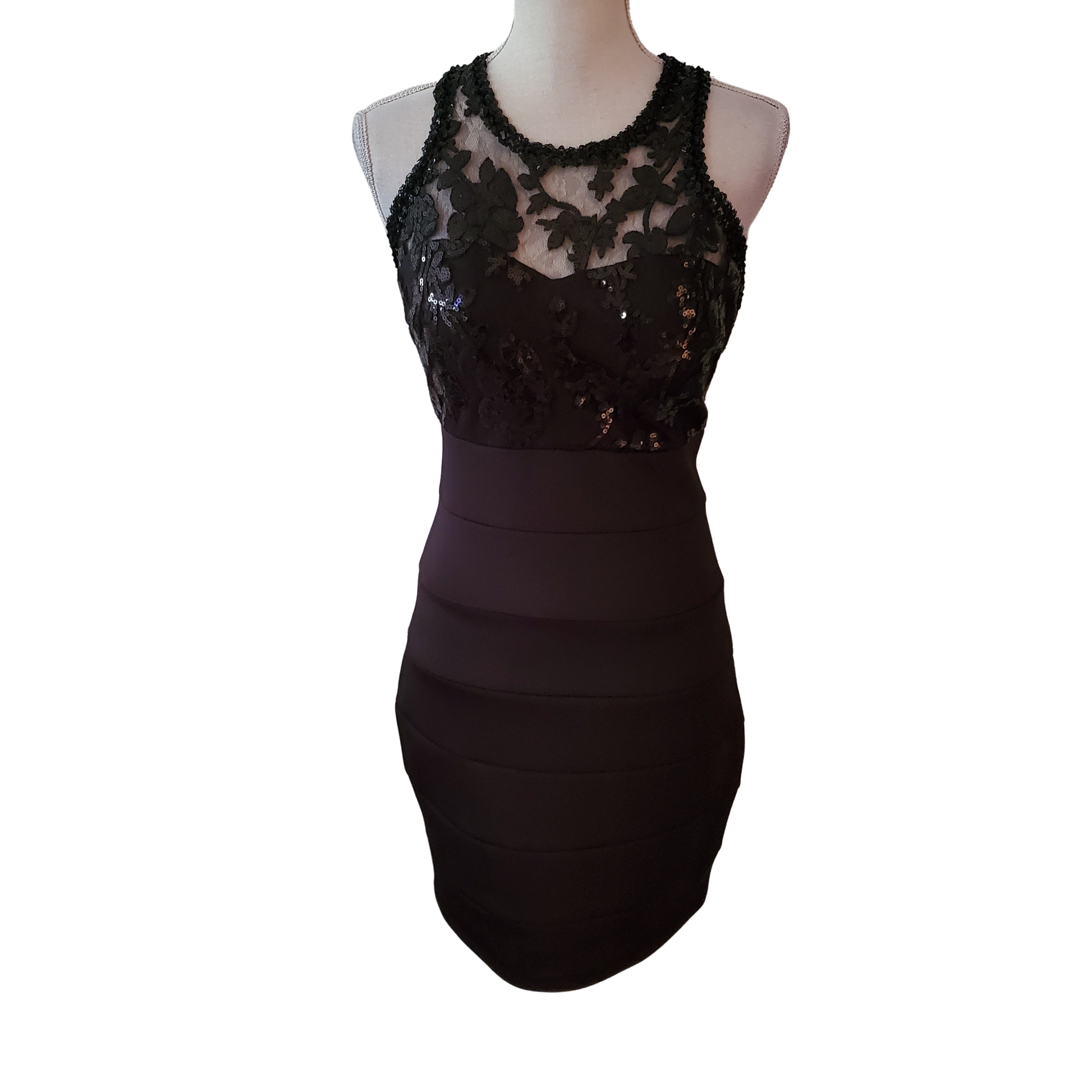 Vintage Black Lace Bodycon Cocktail Dress