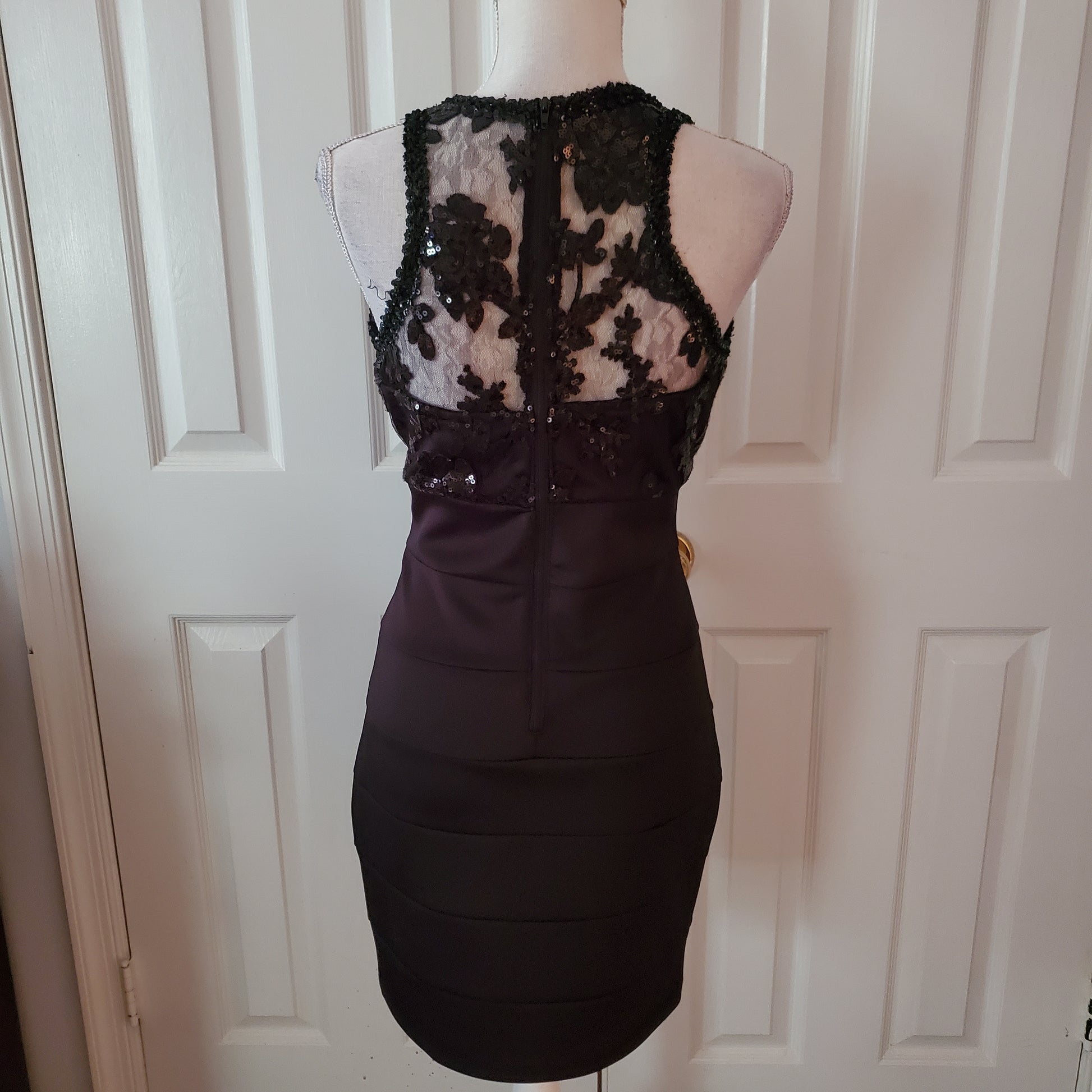 Vintage Black Lace Bodycon Cocktail Dress