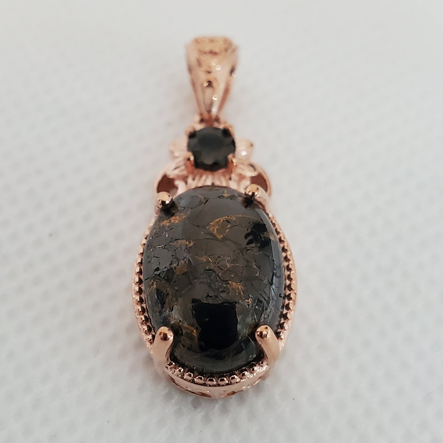 Elite Silver Shungite Pendant in 14K Rose Gold