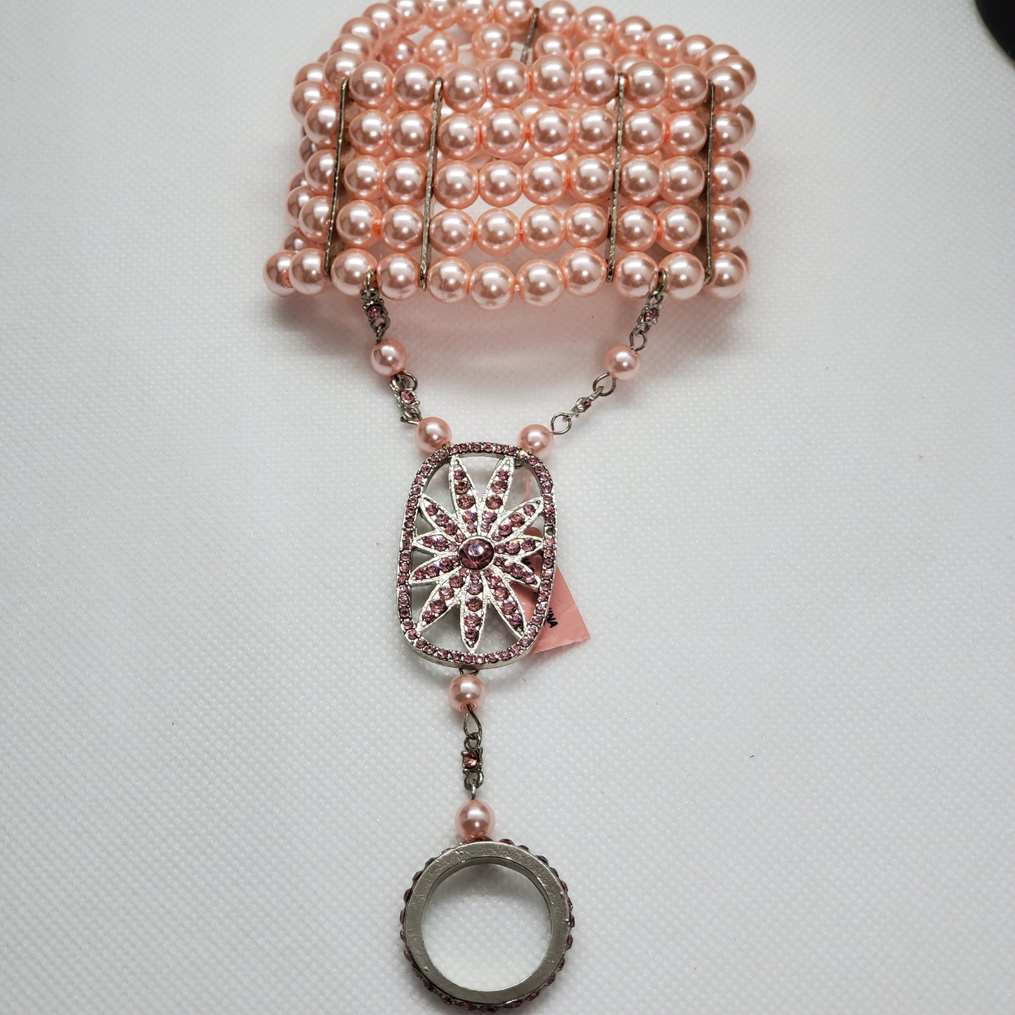 Pink Pearl Embellished Slave Bracelet