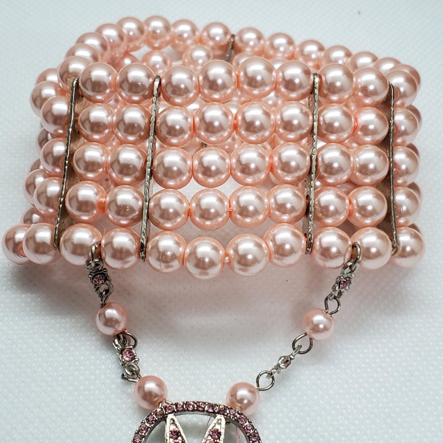 Pink Pearl Embellished Slave Bracelet