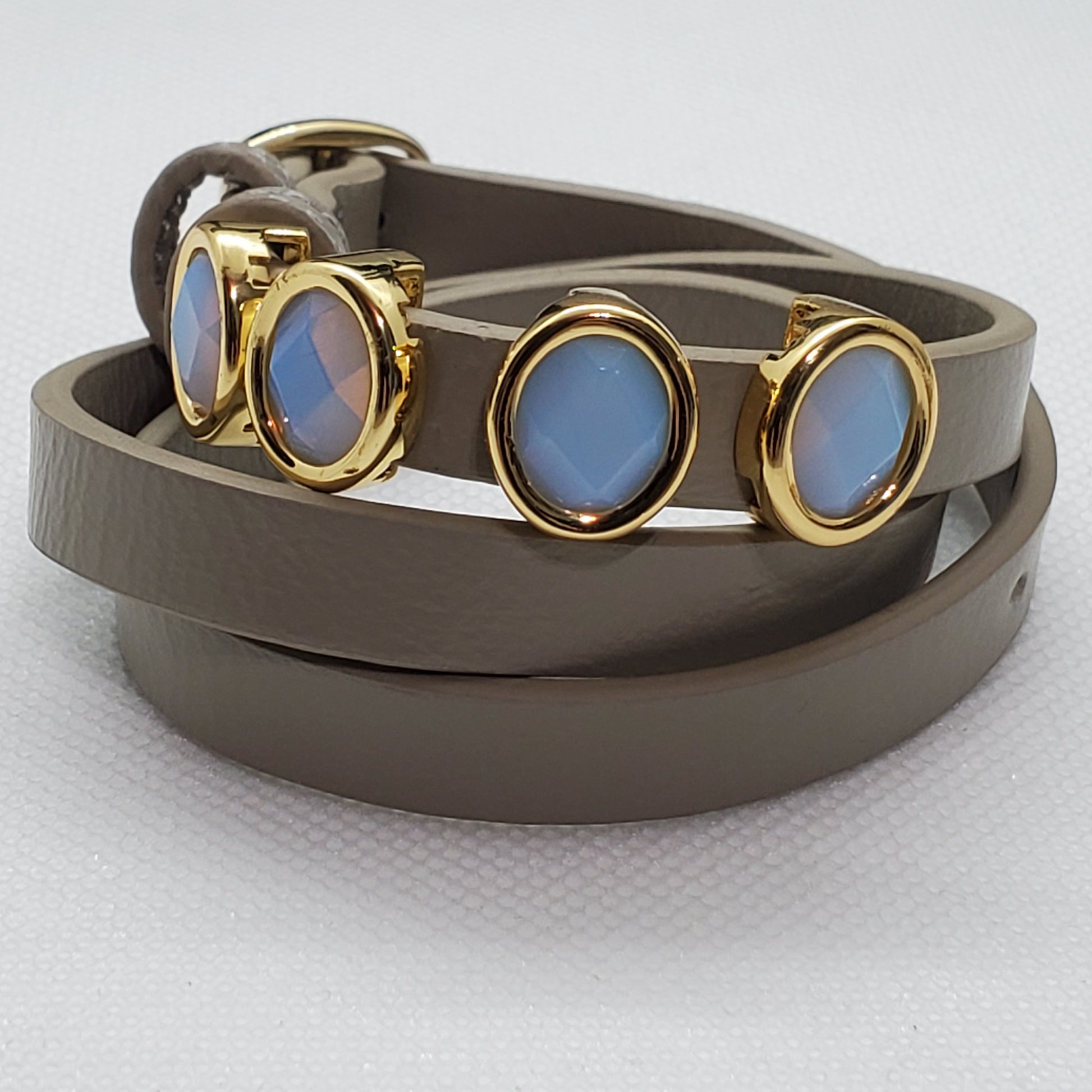 White Chalcedony, Chalcedony or Pink Chalcedony Leather Wrap Bracelet