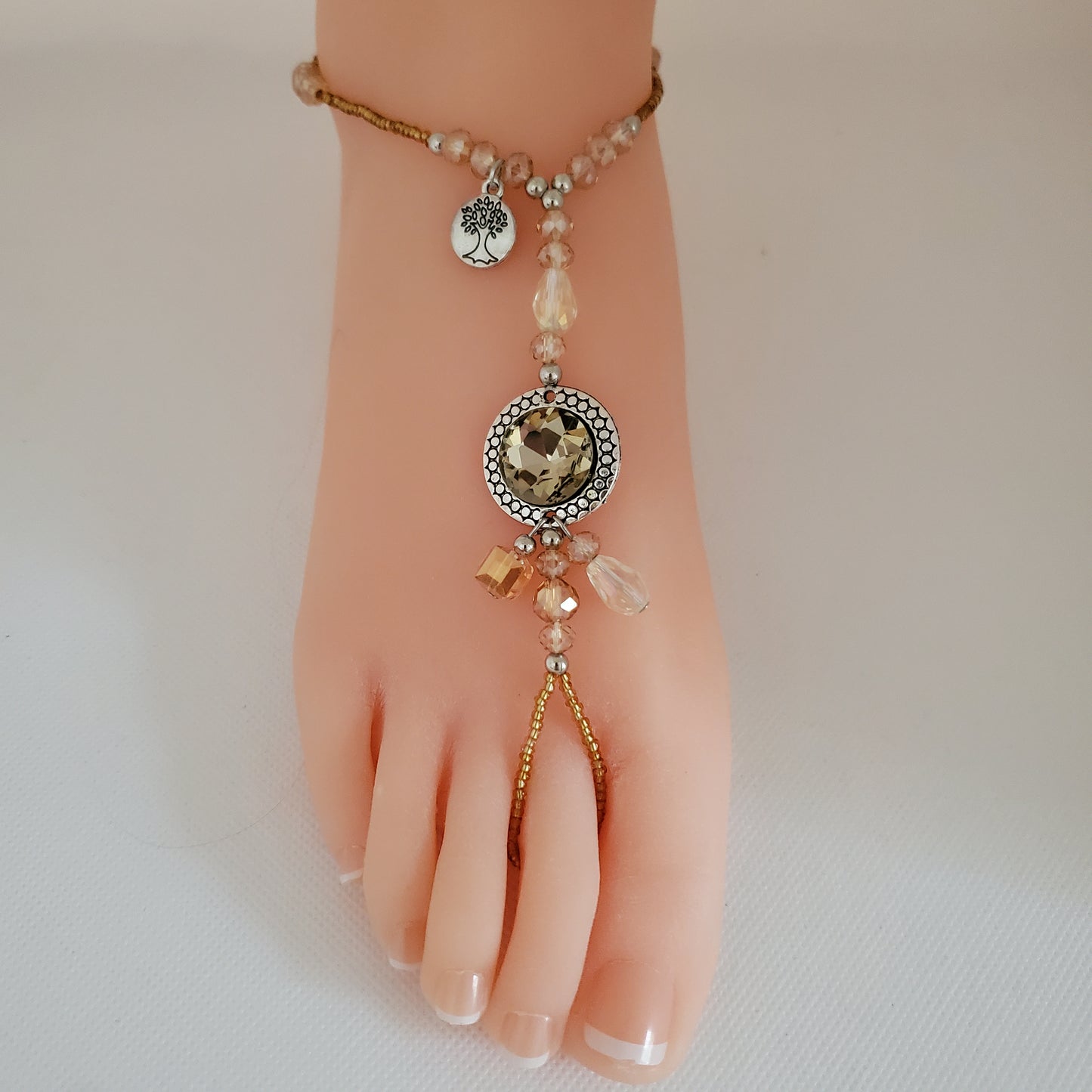 Jeweled Bohemian Ankle Bracelet and Toe Ring