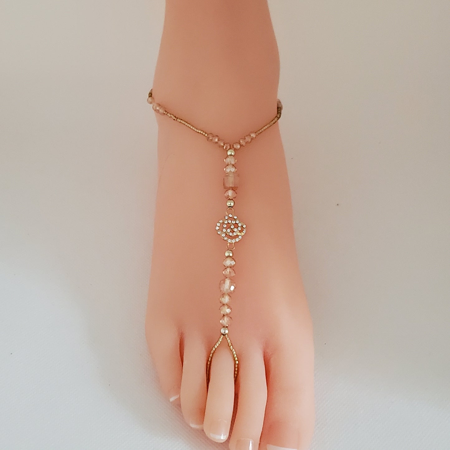 Jeweled Bohemian Ankle Bracelet and Toe Ring