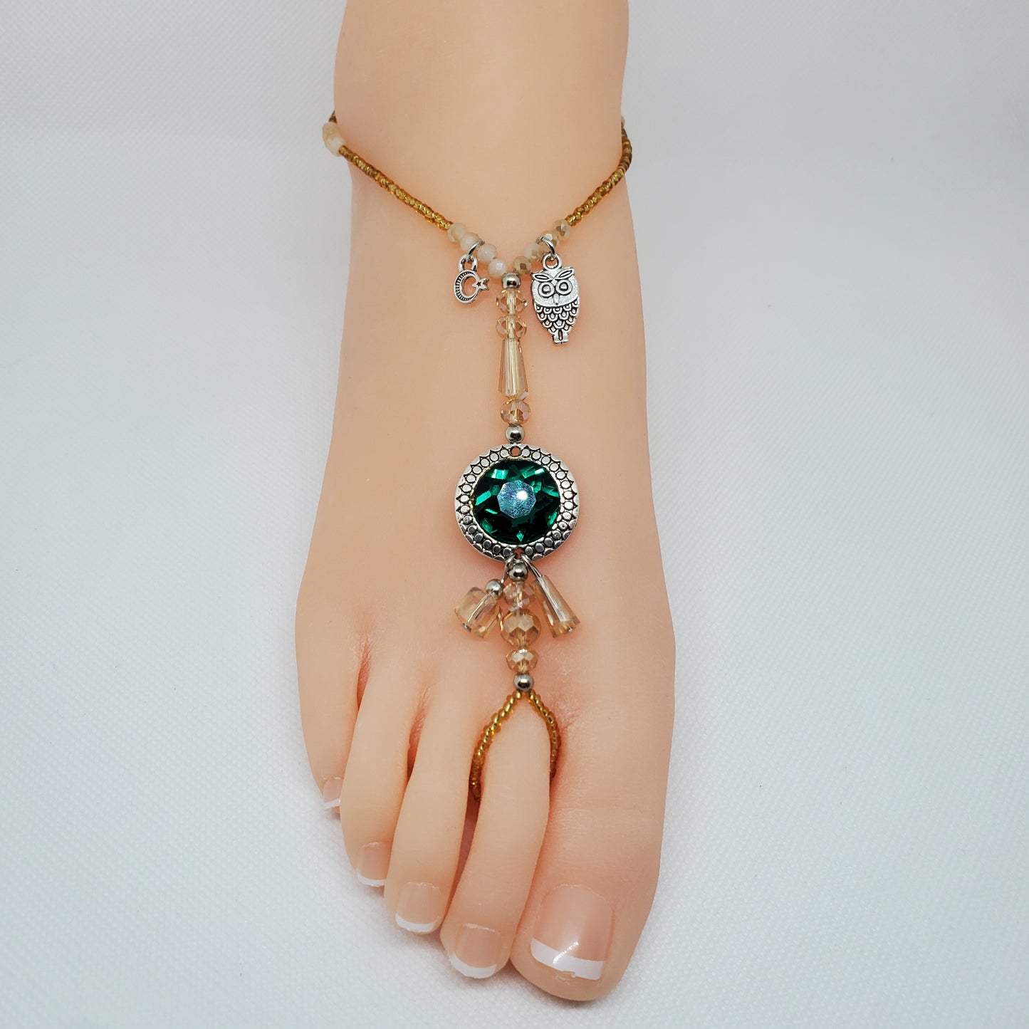 Jeweled Bohemian Ankle Bracelet and Toe Ring