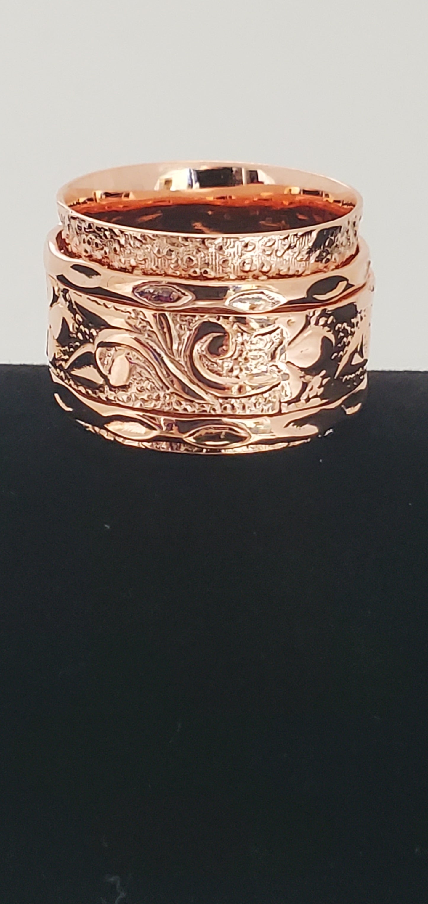 Rose Gold Artisan Spinner Ring Size 6, 7, 8, 10