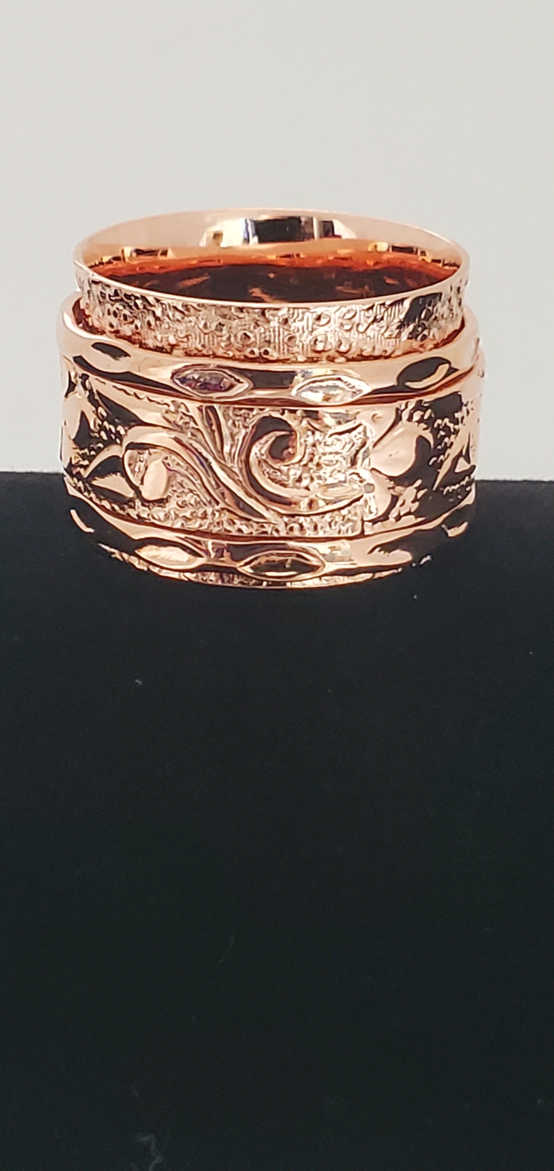 Rose Gold Artisan Spinner Ring Size 6, 7, 8, 10