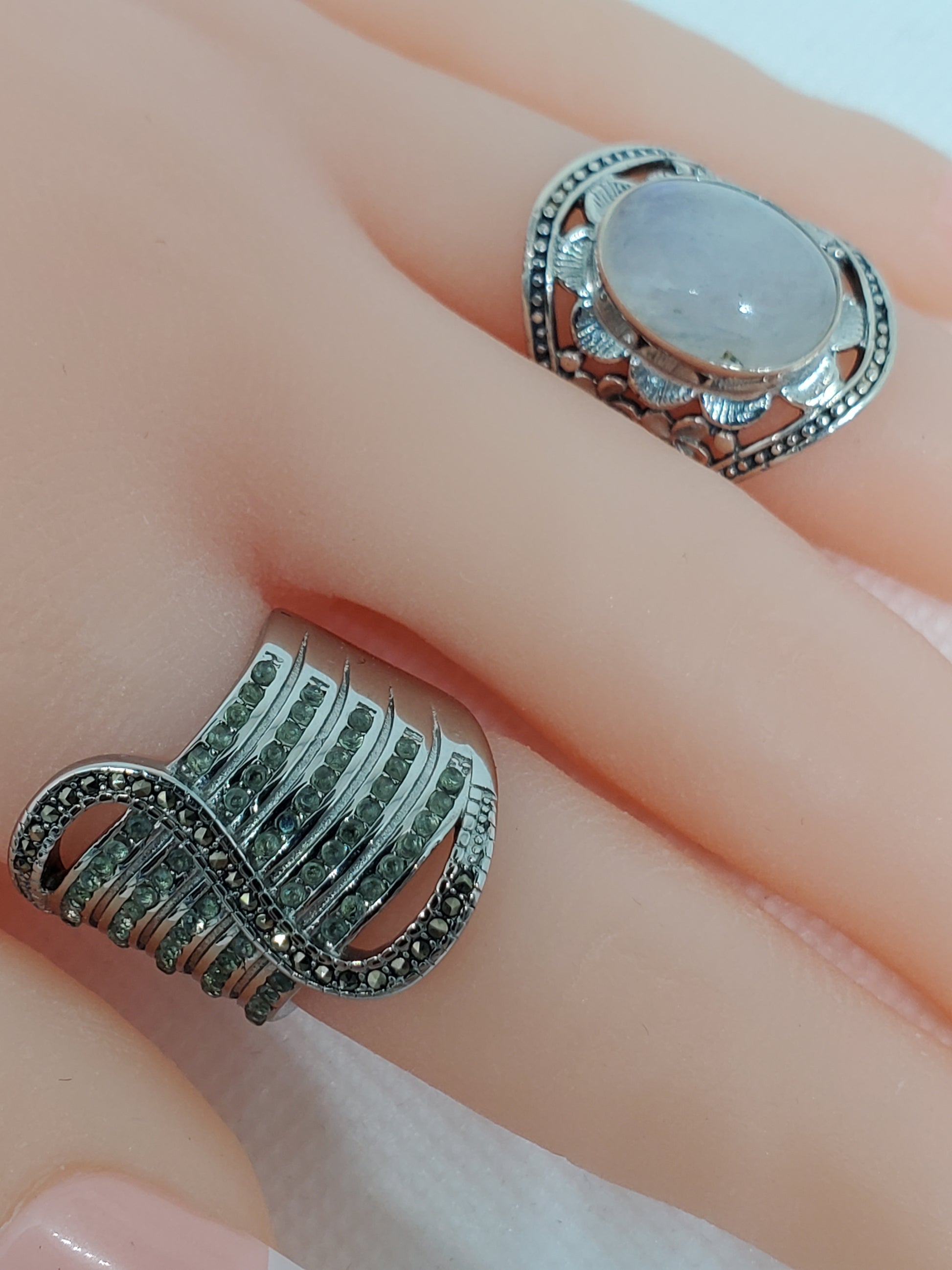 Handcrafted Bali Rainbow Moonstone Gem Sterling Silver Ring