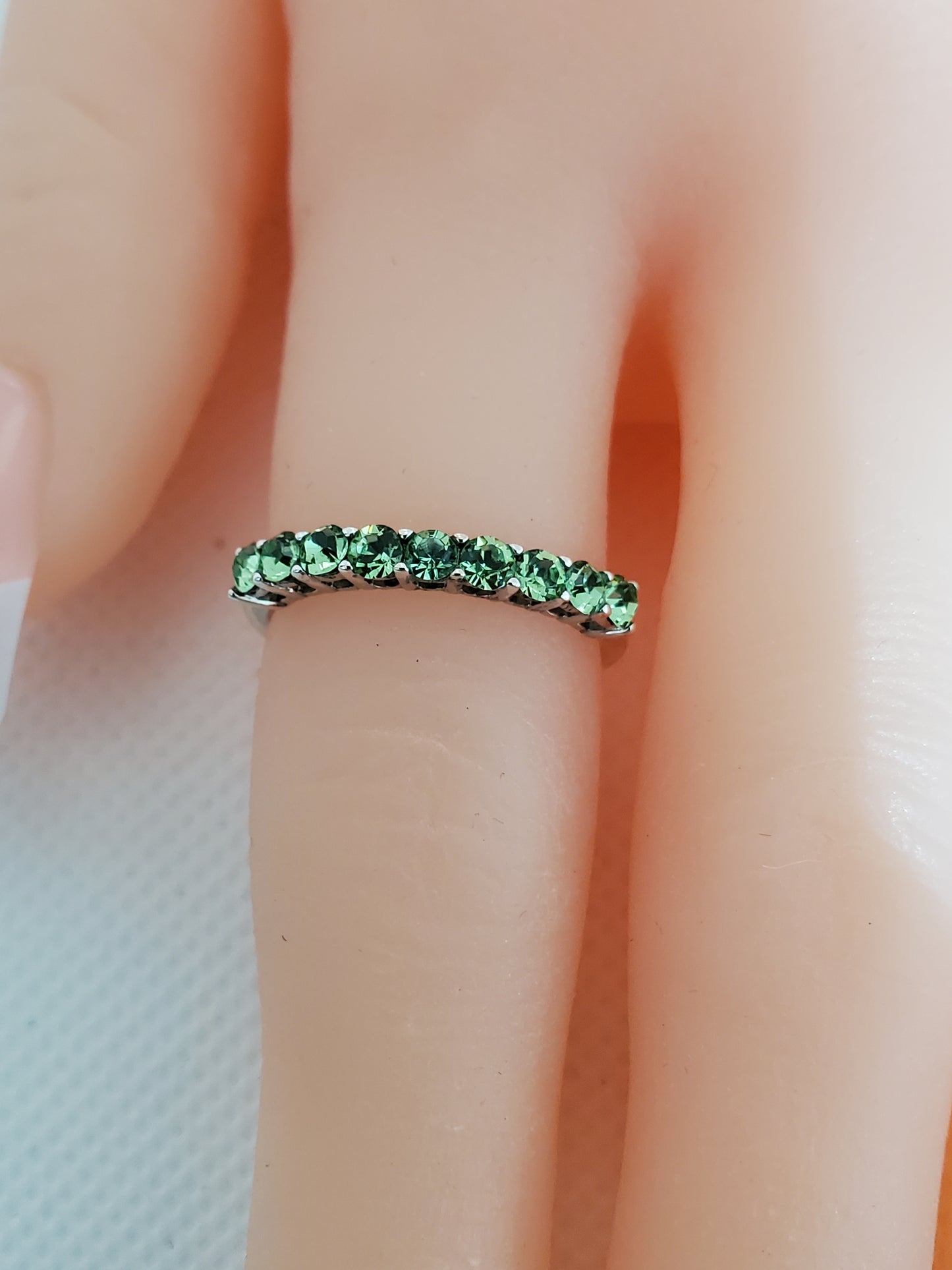 Designer Peridot Eternity Ring Size 7, 8
