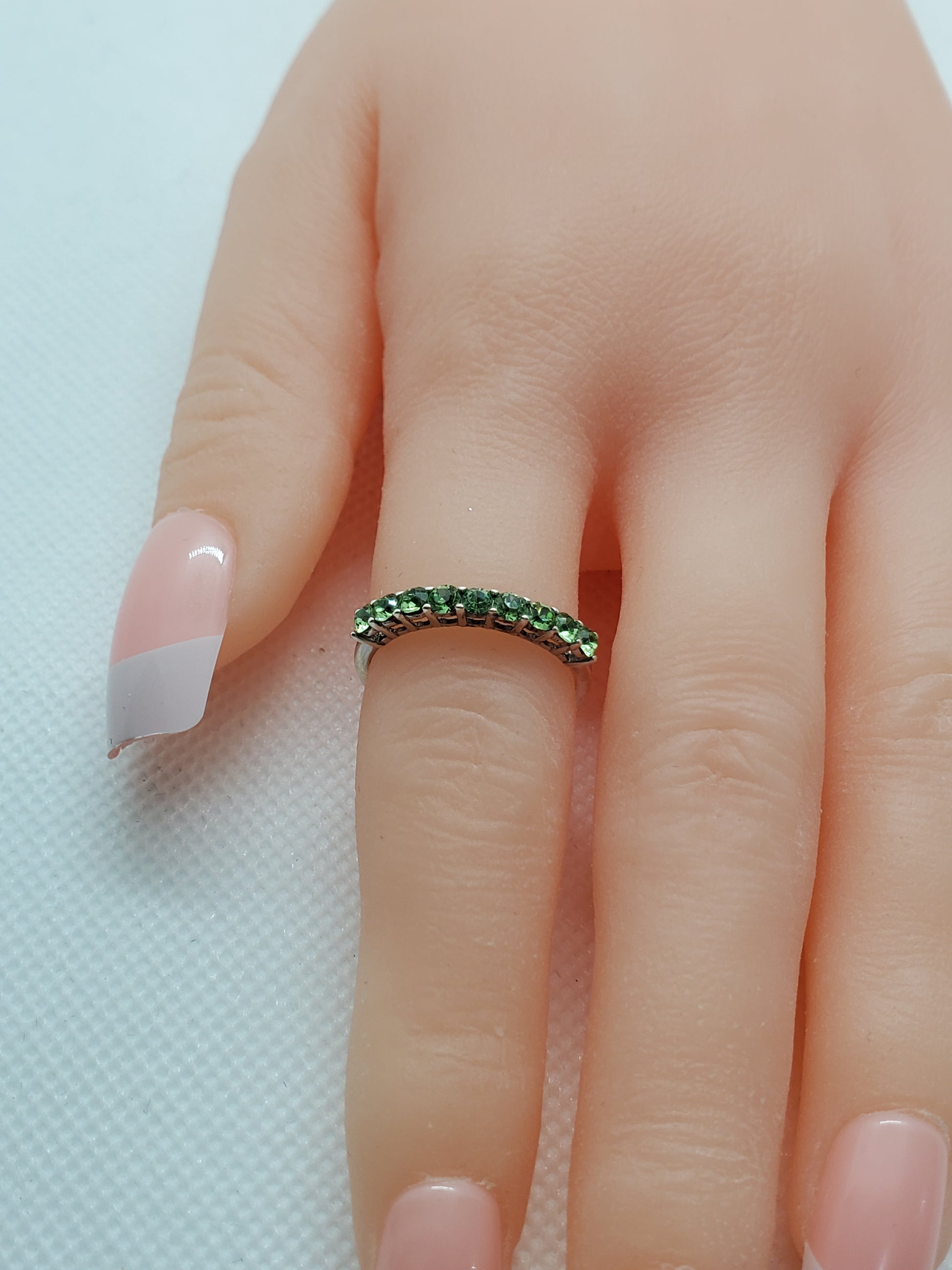 Designer Peridot Eternity Ring Size 7, 8