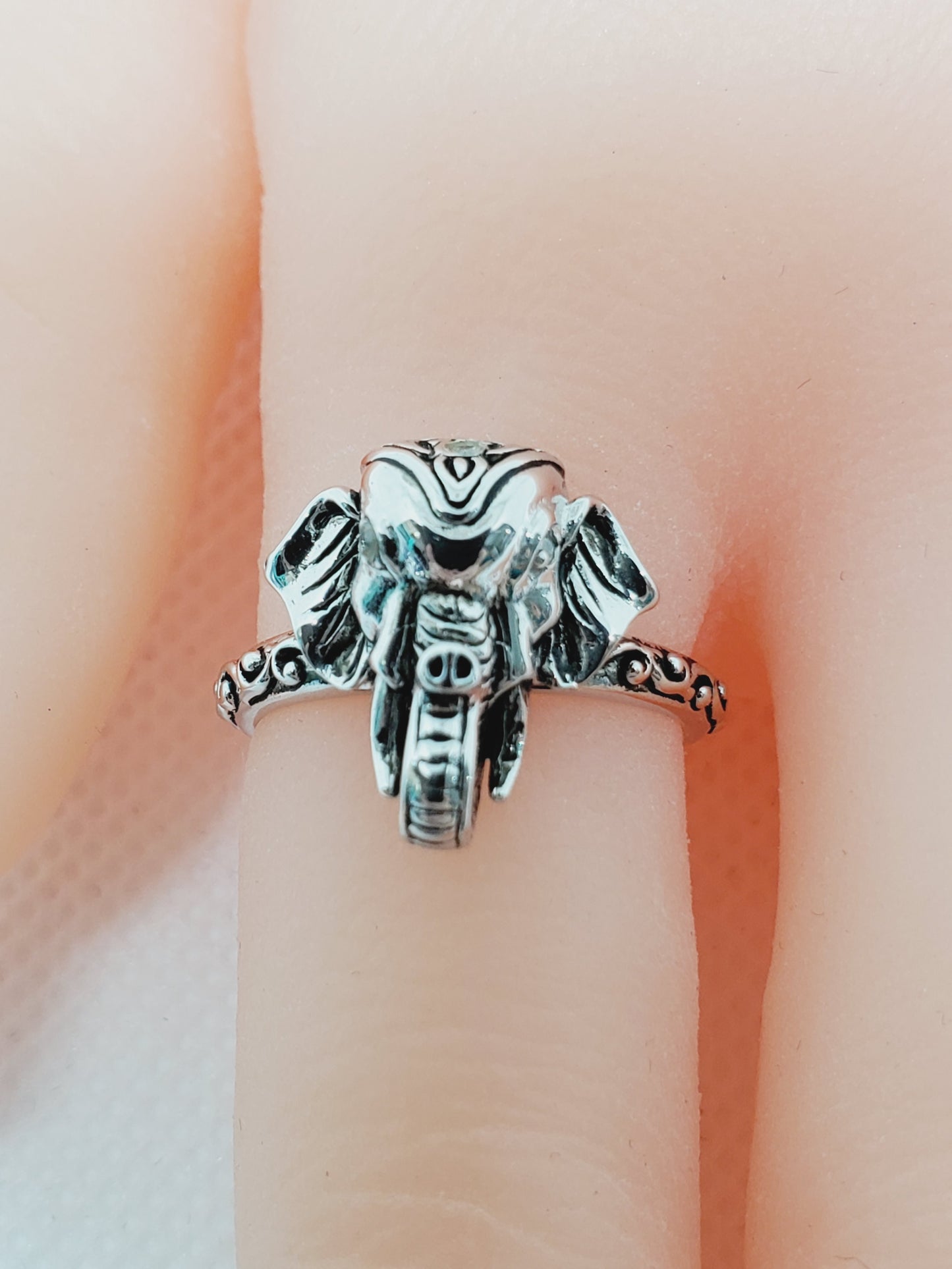 Burmese Ruby and Diamond Elephant Ring in Sterling Silver Size 7