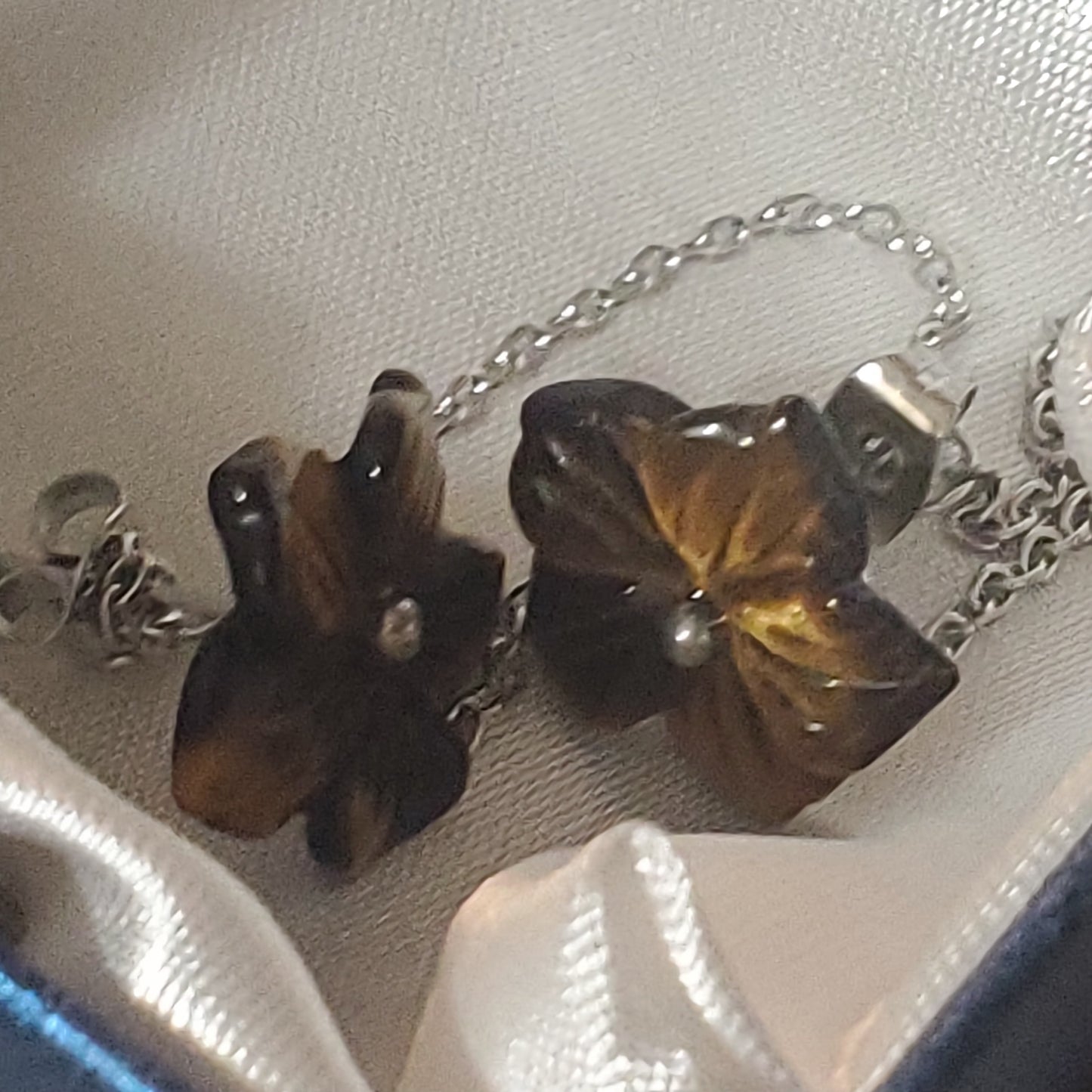 Hand Carved Tiger Eye Drop Earrings