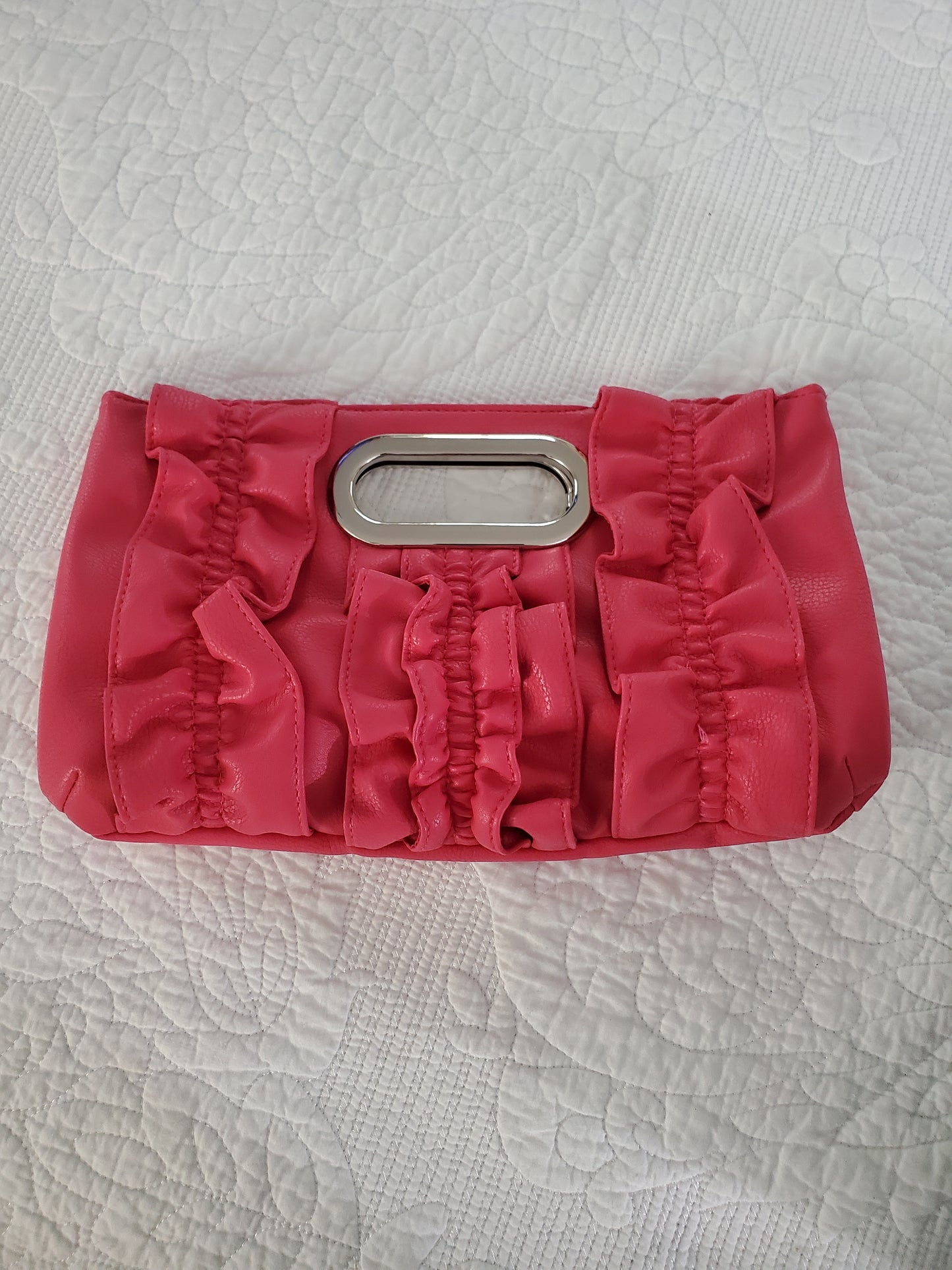 Pink, Green or White Faux Leather Clutch