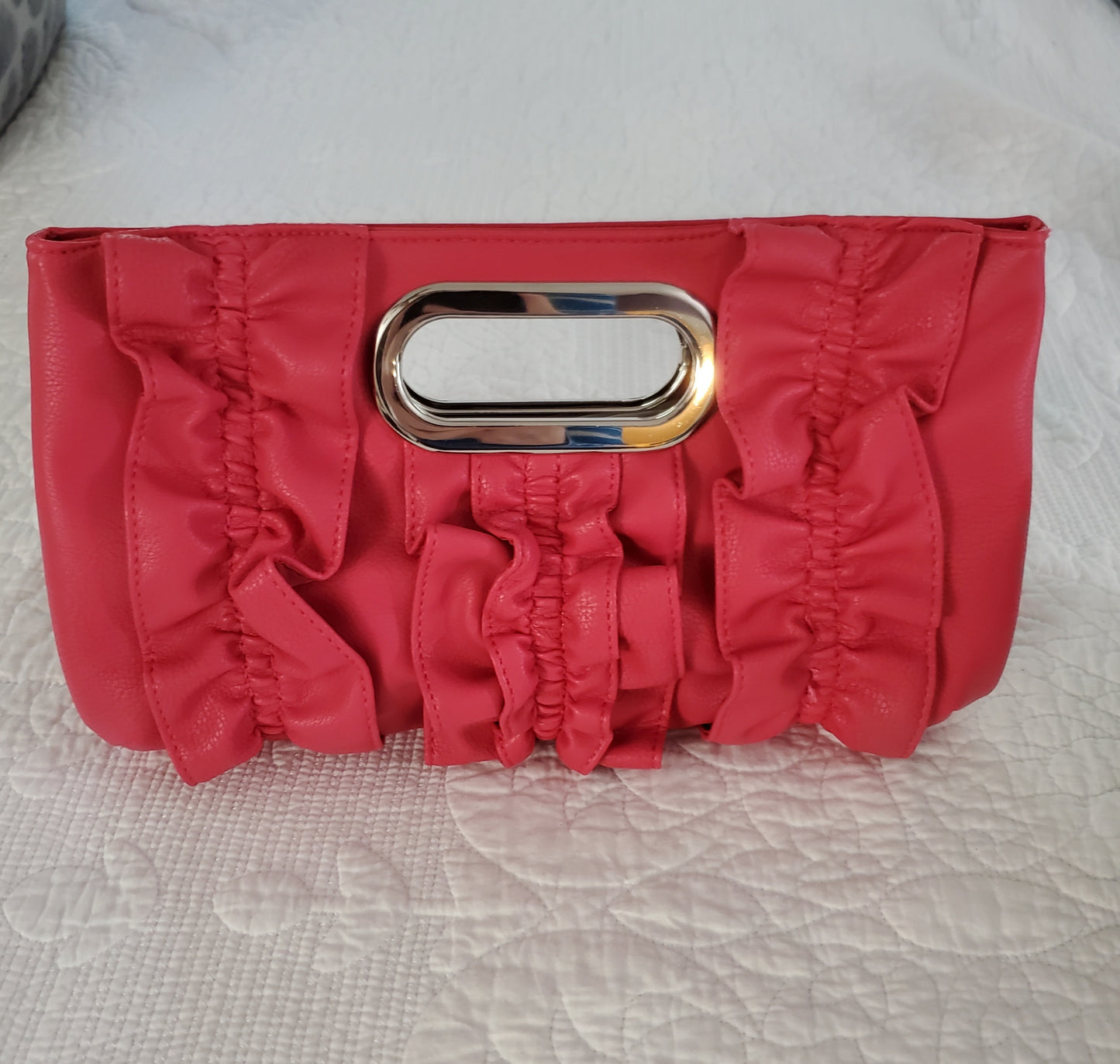 Pink, Green or White Faux Leather Clutch