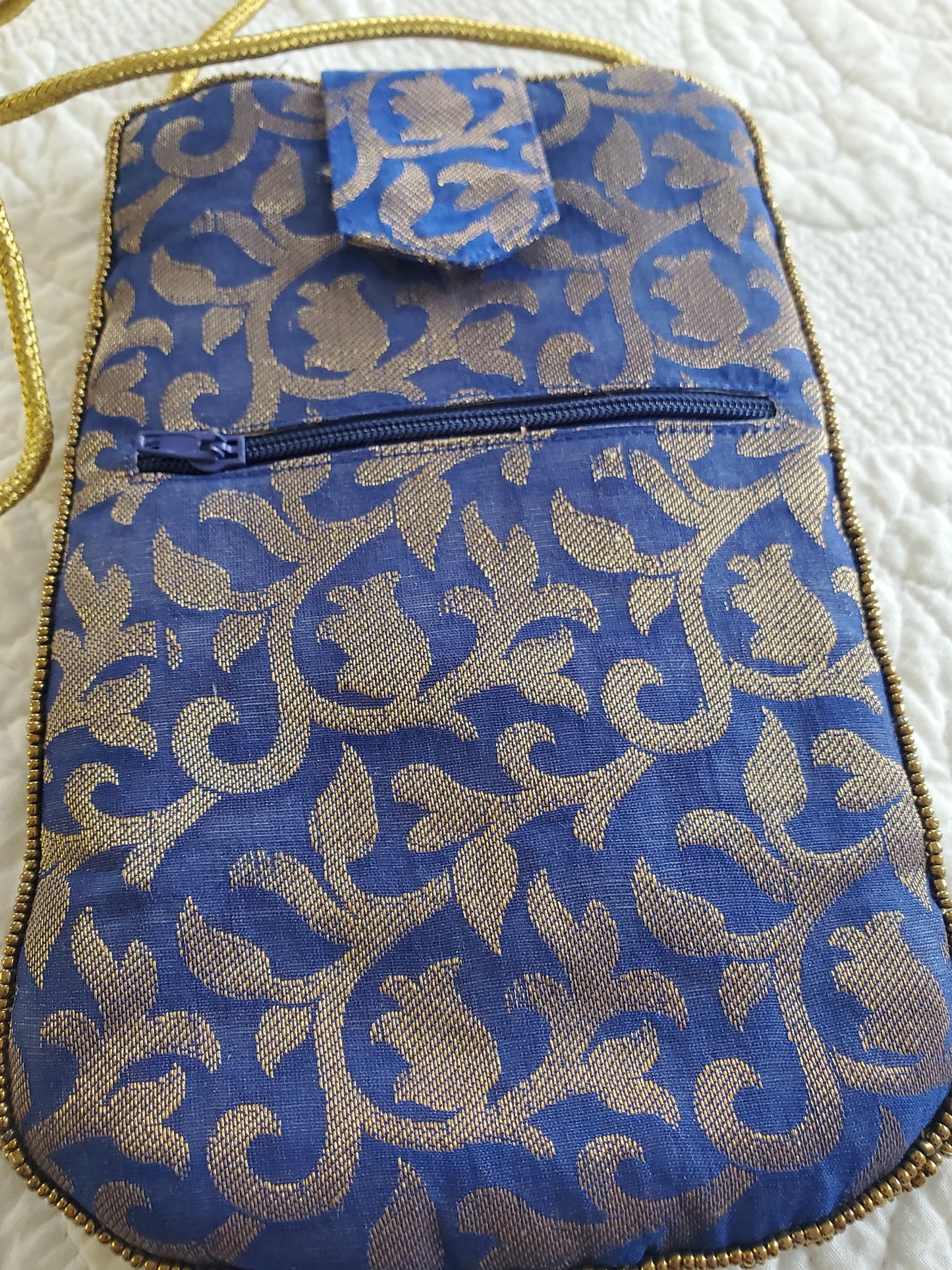 Embroidered Beaded Royal Blue Crossbody Potli Pouch