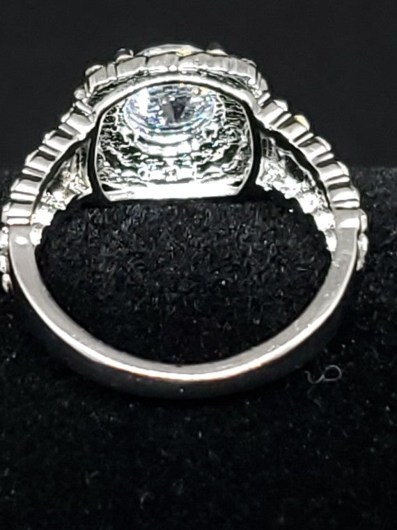 Princess Cut Pavé Style Halo Engagement Ring Size 5.5