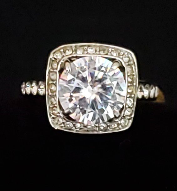 Princess Cut Pavé Style Halo Engagement Ring Size 5.5
