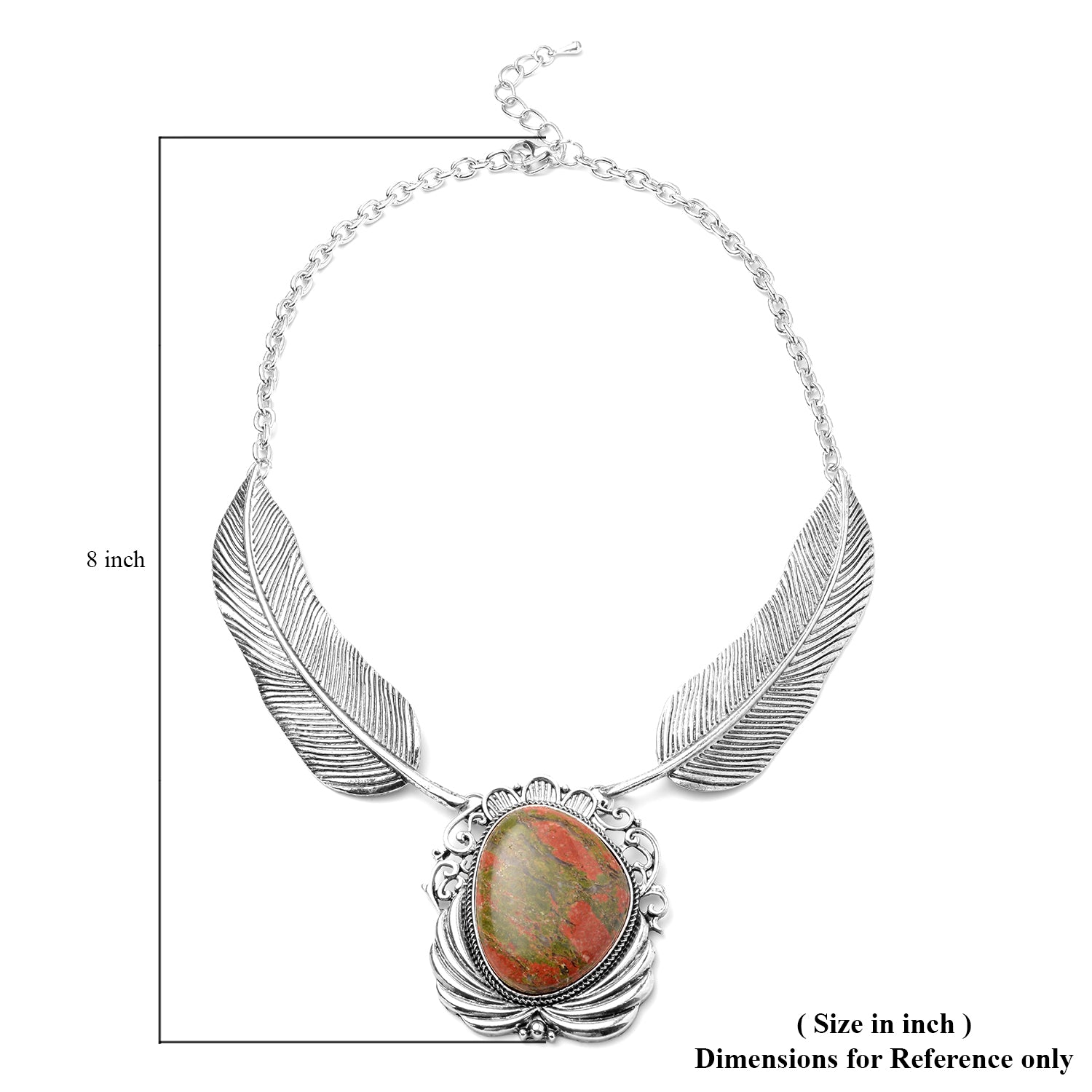 Women's Unakite Black Oxidized Collar Necklace