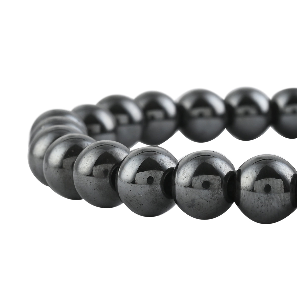 Set of 2 Unisex Hematite Stretch Beaded Bracelet and Curb Chain Bracelets