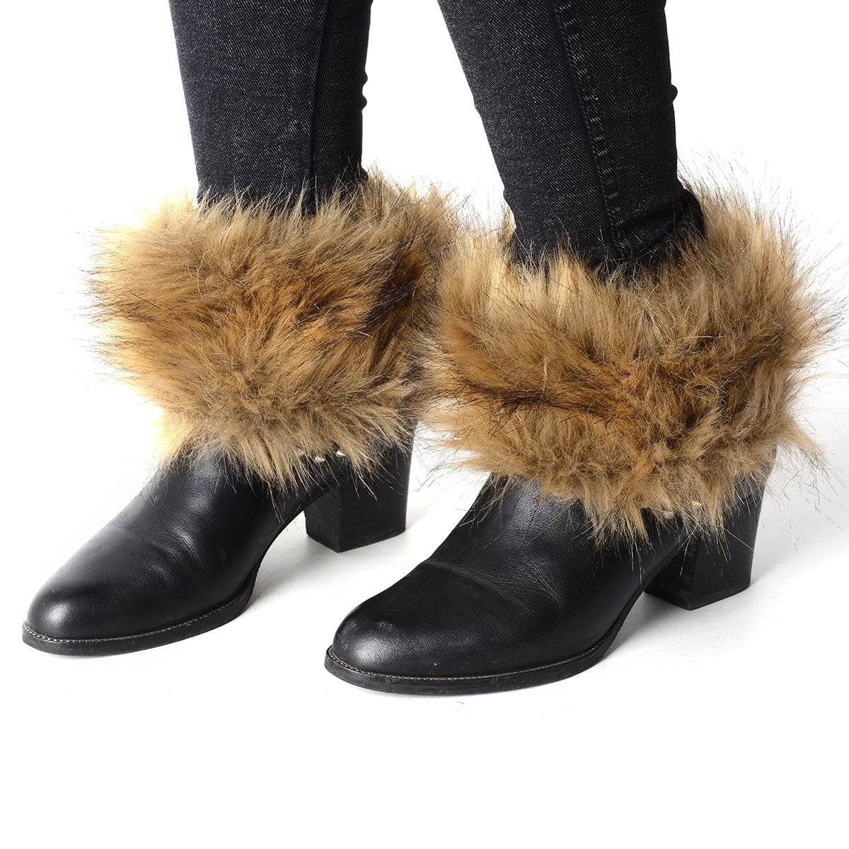 Camel Faux Fur Pom Pom Key Chain, Pair Boot Cuffs and Pair of Matching Slap Bracelets