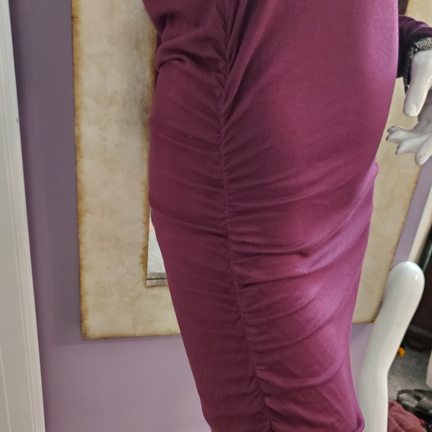 Bebe Merlot Off the Shoulder Pencil Dress - Sz Large