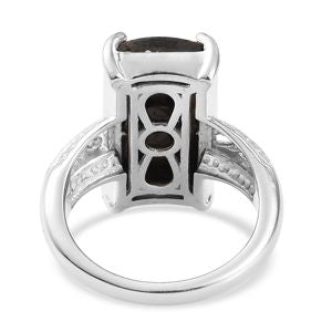 KARIS Matrix Silver Shungite Solitaire Ring size 6